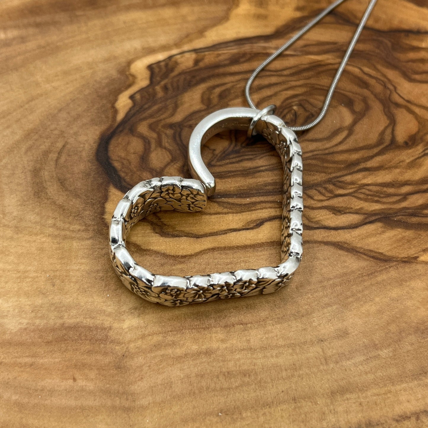 Heart Shaped Pendant made from rare Precious Flower pattern