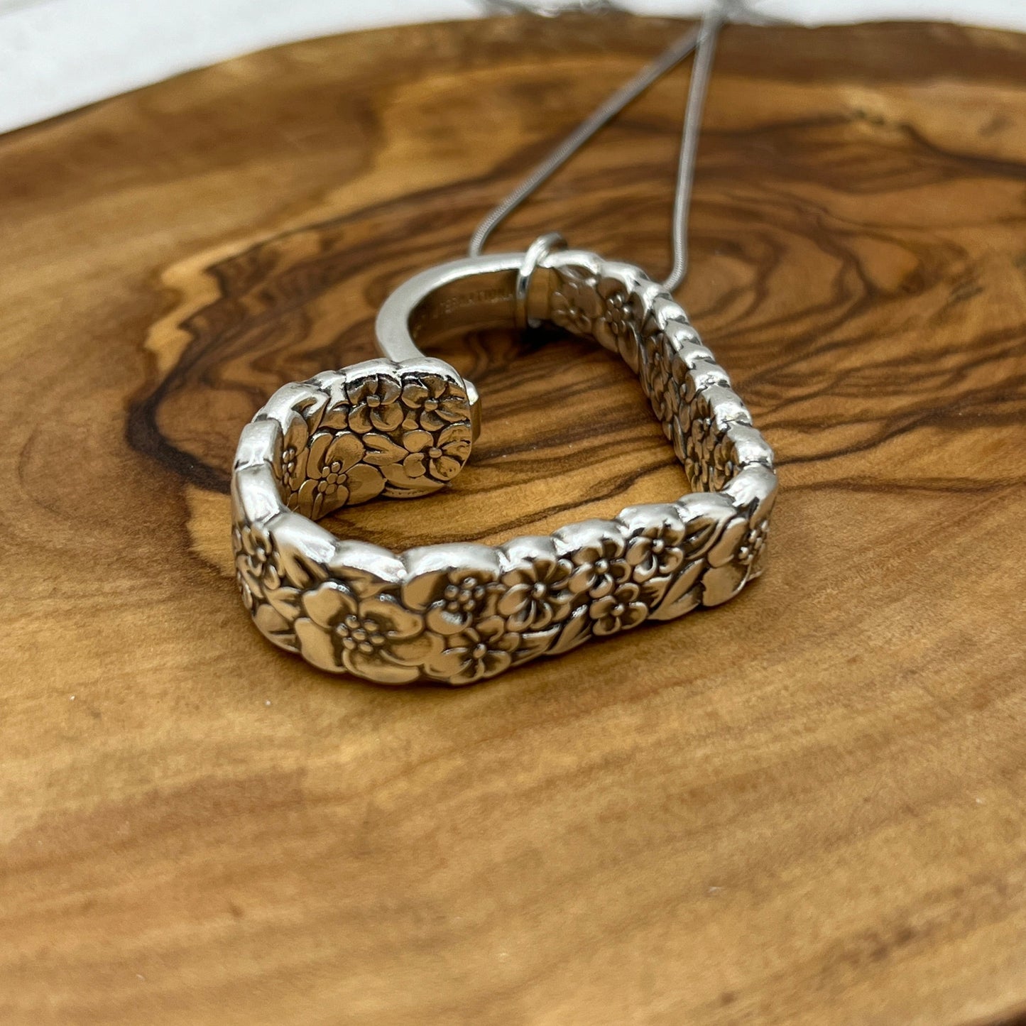 Heart Shaped Pendant made from rare Precious Flower pattern