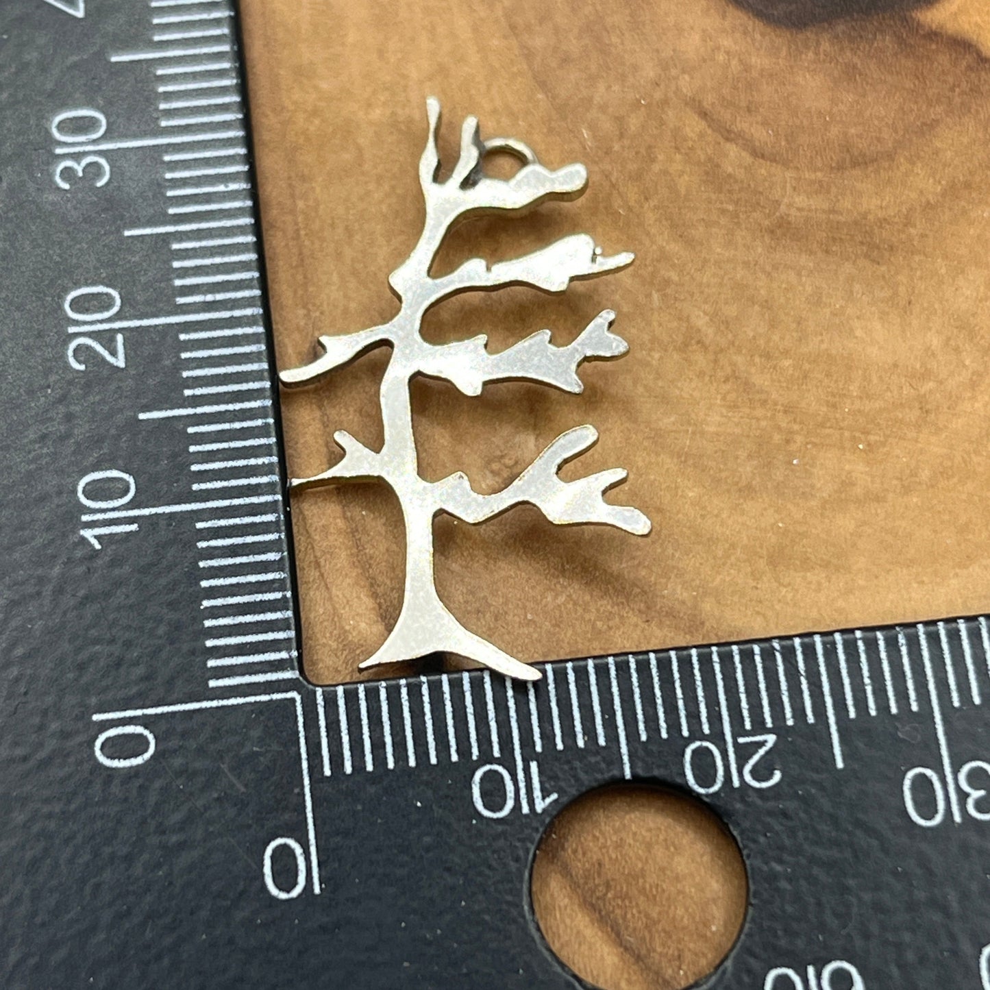 Silver Tree Pendant Hand Drawn and Cut from Vintage spoon bowl