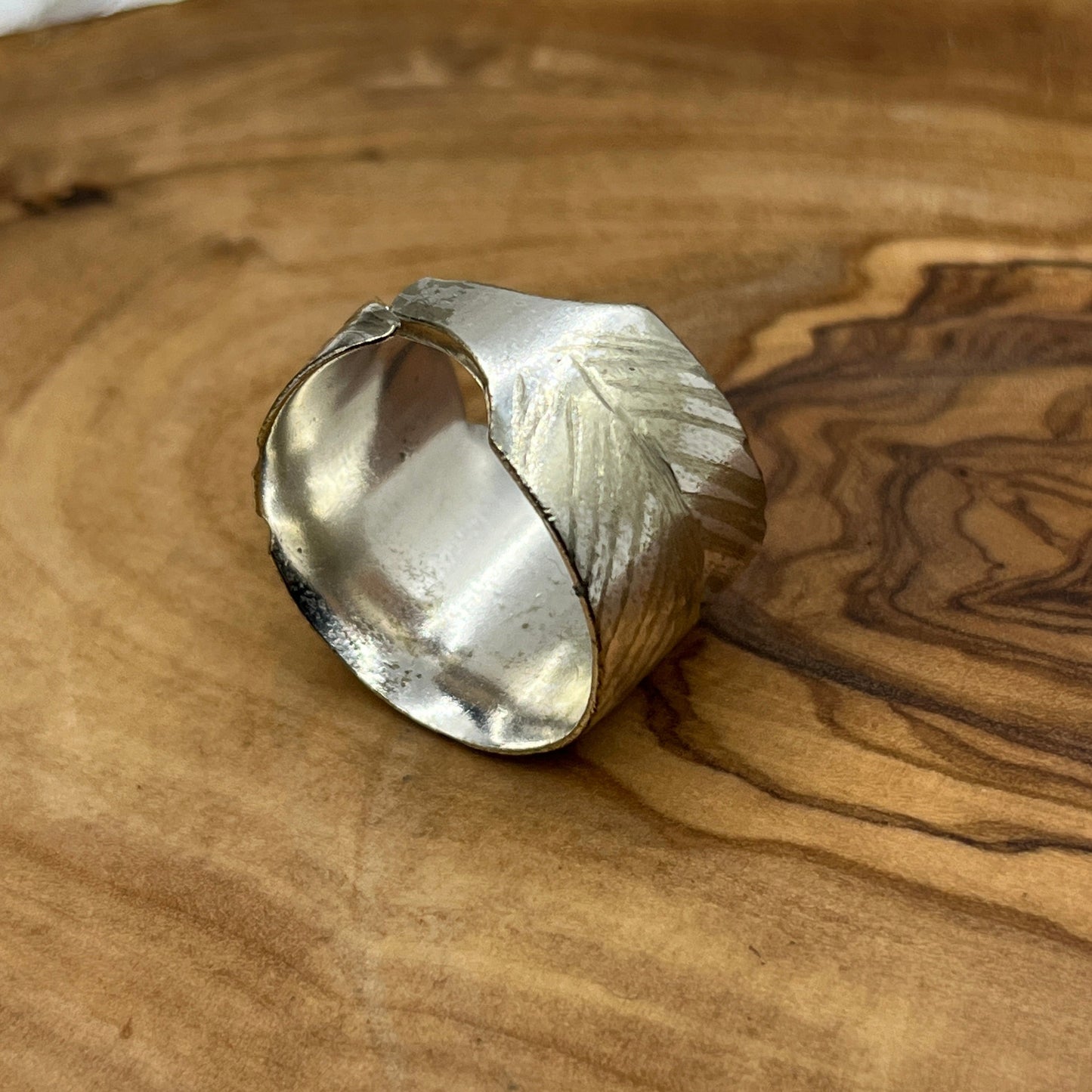 Feather Ring From Vintage Silver Knife Blade