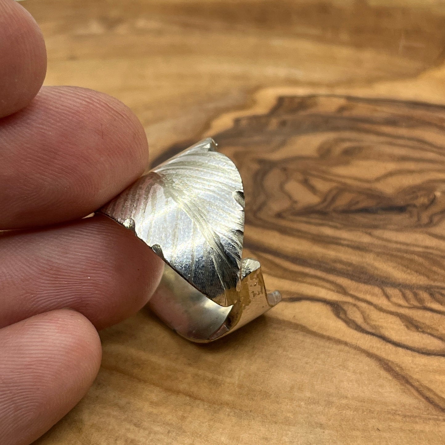 Feather Ring From Vintage Silver Knife Blade