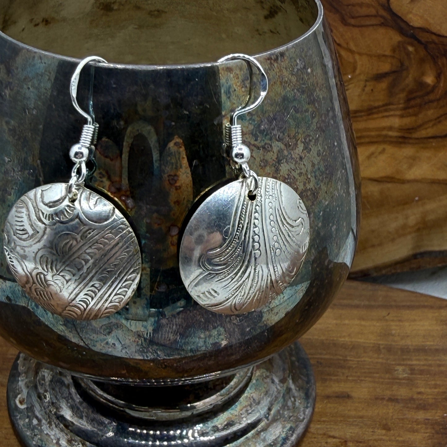 Silver Tray Earrings - Circle