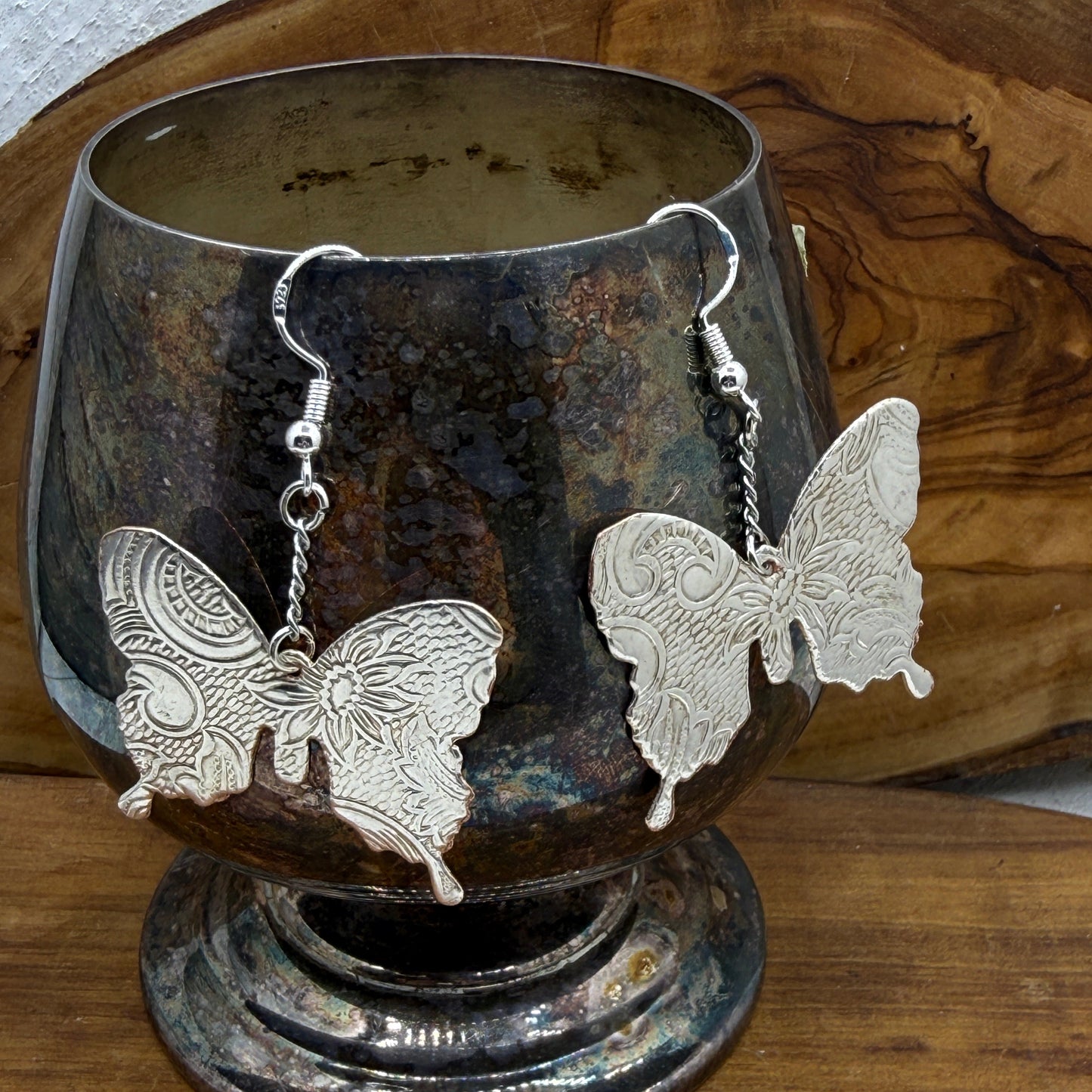 Silver Butterfly Serving Tray Earrings