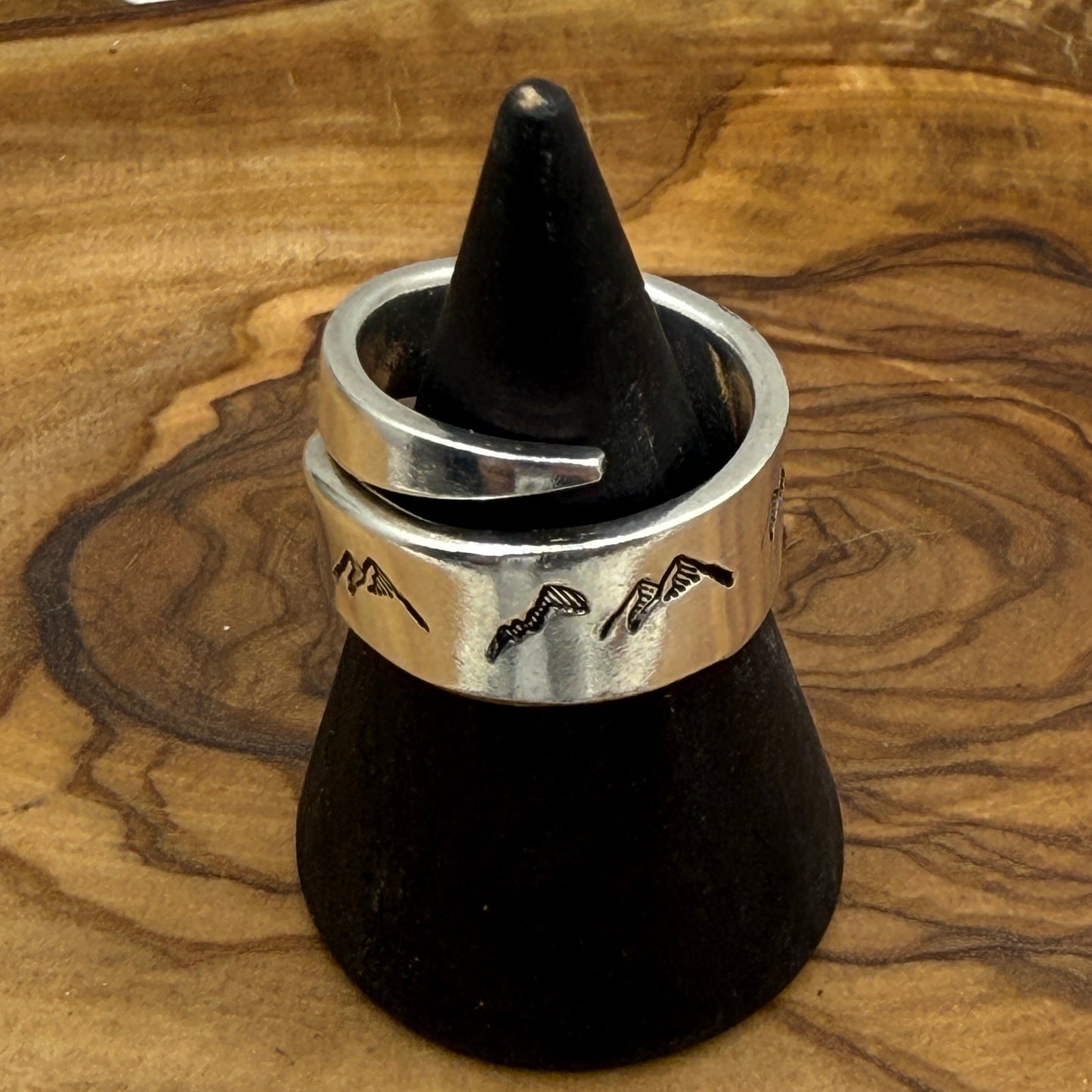Serving Fork Tine Ring With Mountains and Trees