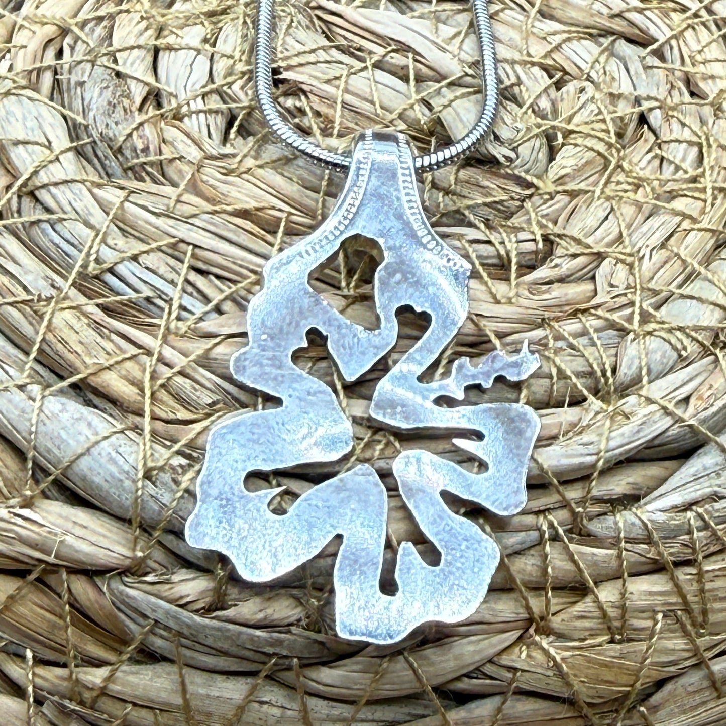Handcut Silver Flower Pendant