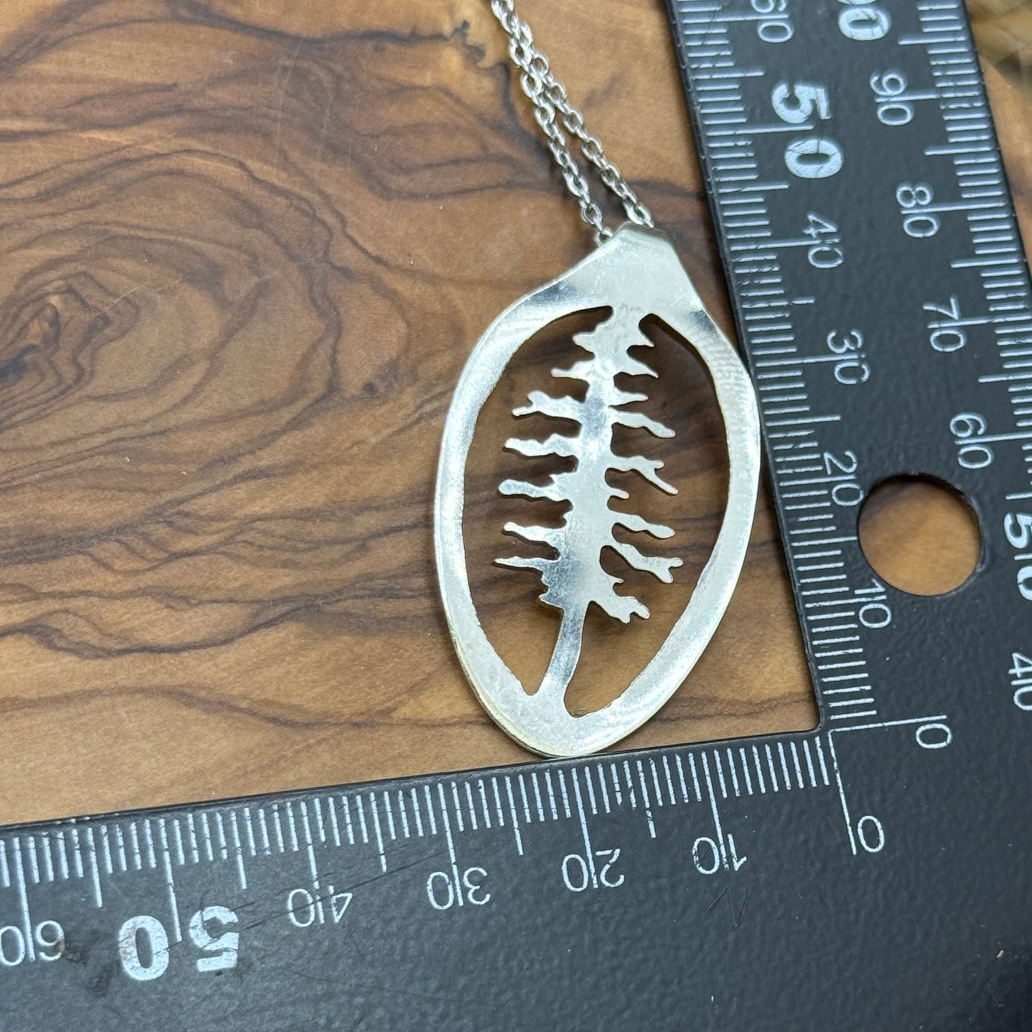 Hand cut Silver Tree Pendant
