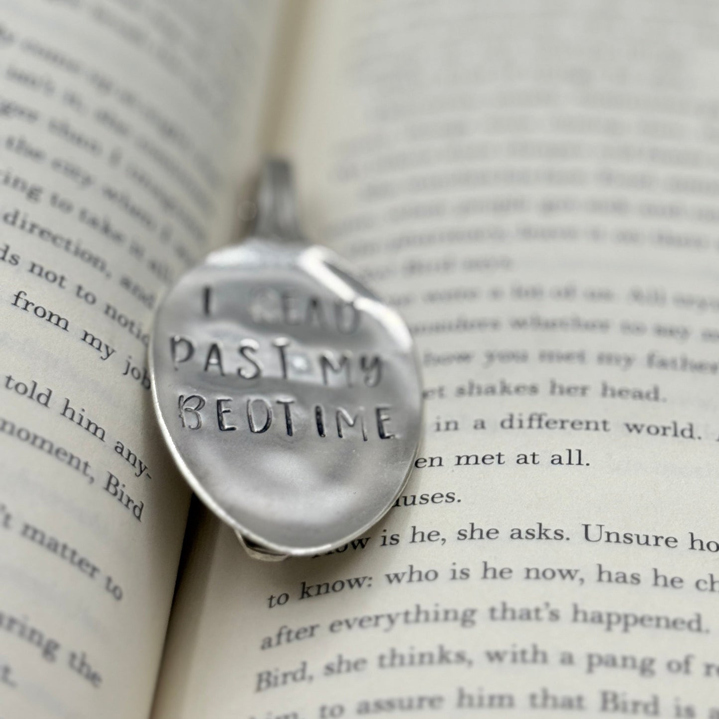 Hand Stamped Bookmark - Repurposed Antique Silver Plated Spoon - Vintage Metal Bookmark - Unique Gift for Book Lovers - Once upon a time