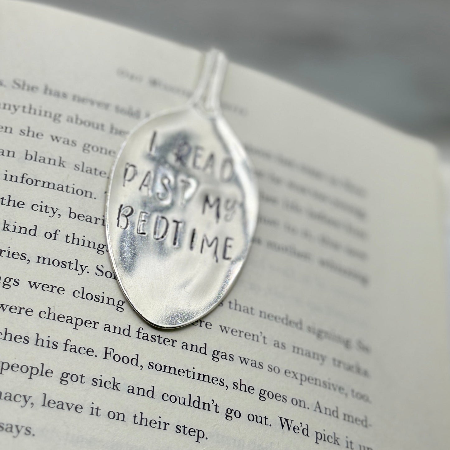 Hand Stamped Bookmark - Repurposed Antique Silver Plated Spoon - Vintage Metal Bookmark - Unique Gift for Book Lovers - Once upon a time