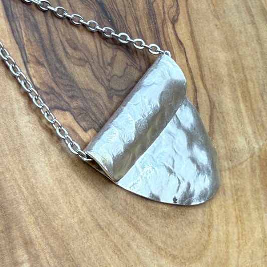 Silver Spoon Bowl Pendant - Hammered Texture - Large