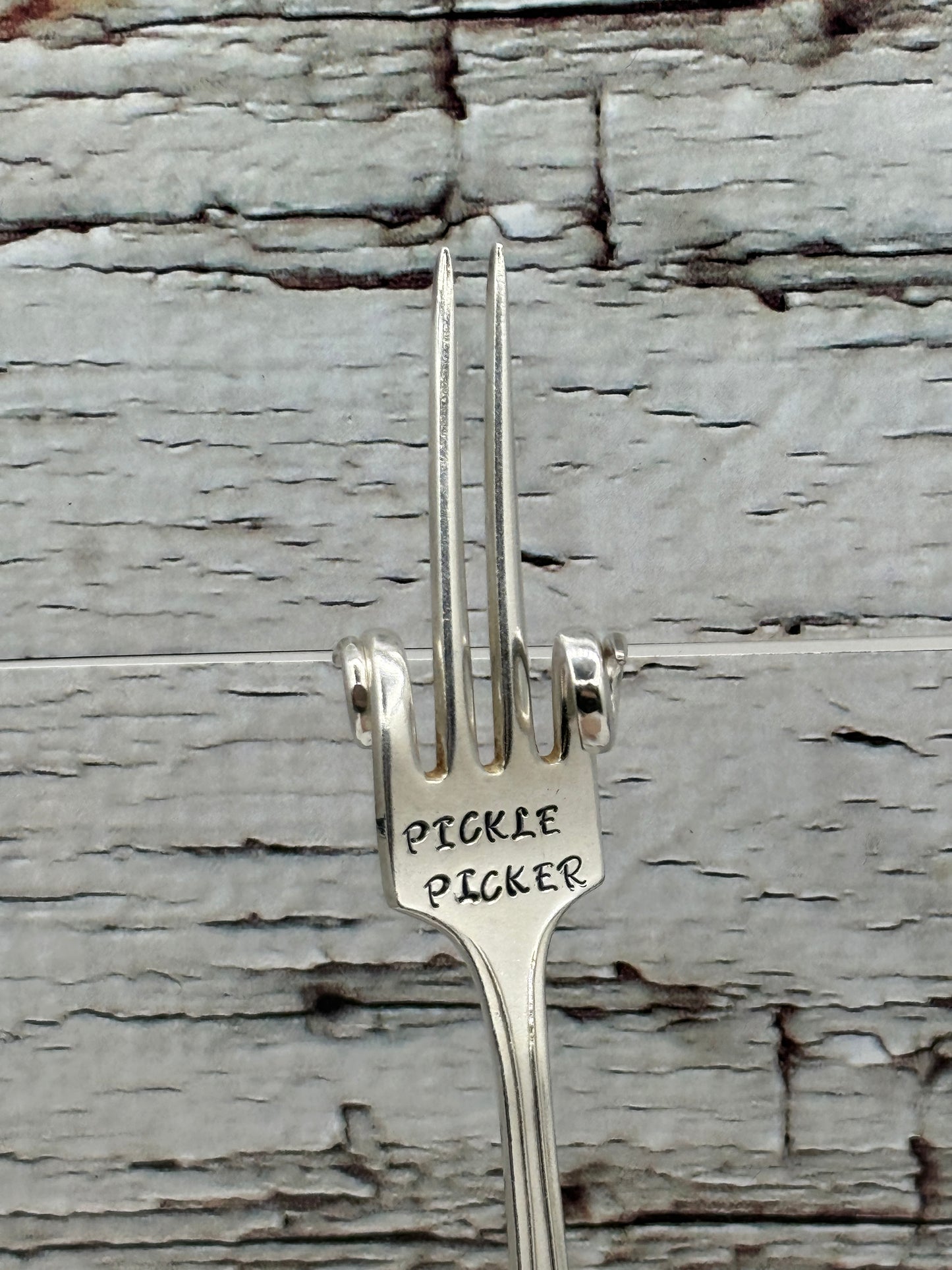 Pickle Fork Hand stamped Silver Fork Pickle Lover Gift Charcuterie Board Accessories Unique and One of a Kind "I (heart) pickles"