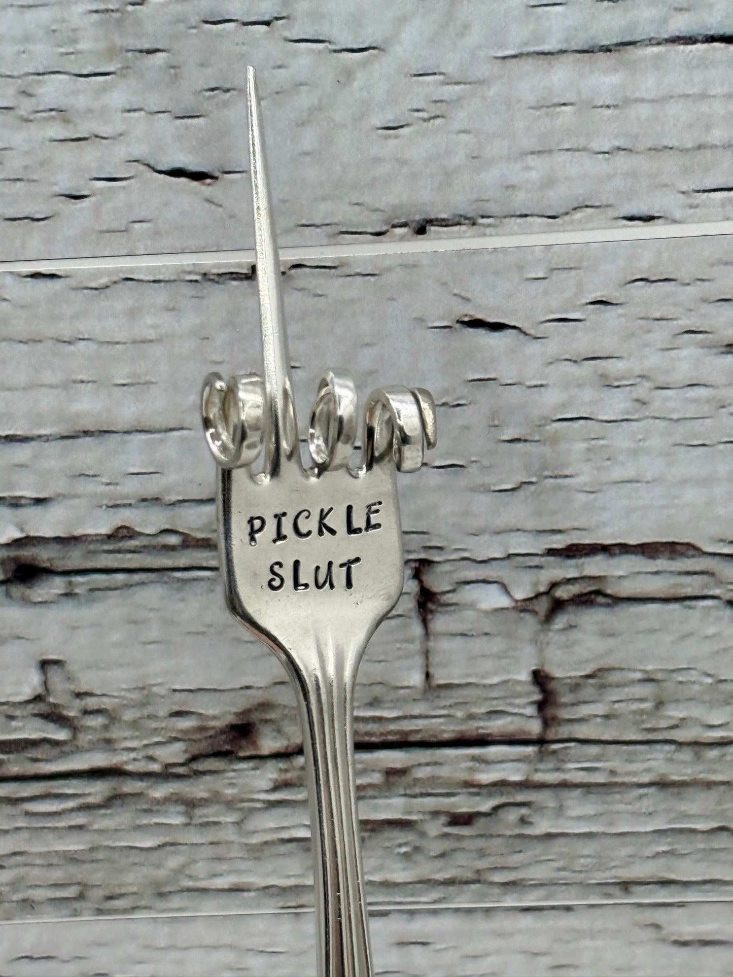 Pickle Fork Hand stamped Silver Fork Pickle Lover Gift Charcuterie Board Accessories Unique and One of a Kind "Pickle Slut"