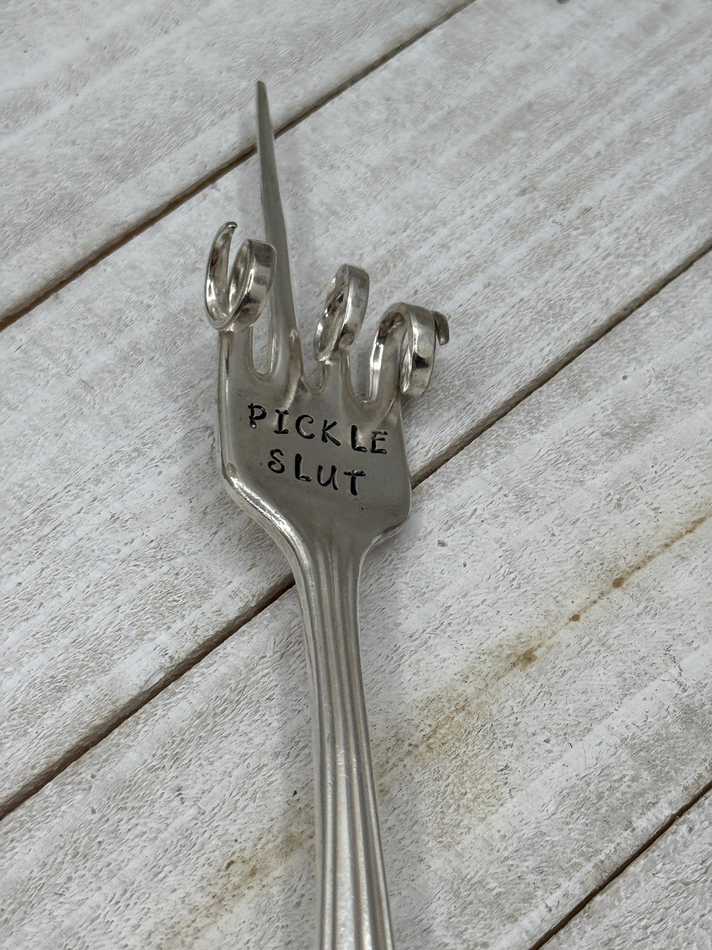 Pickle Fork Hand stamped Silver Fork Pickle Lover Gift Charcuterie Board Accessories Unique and One of a Kind "Fork It"