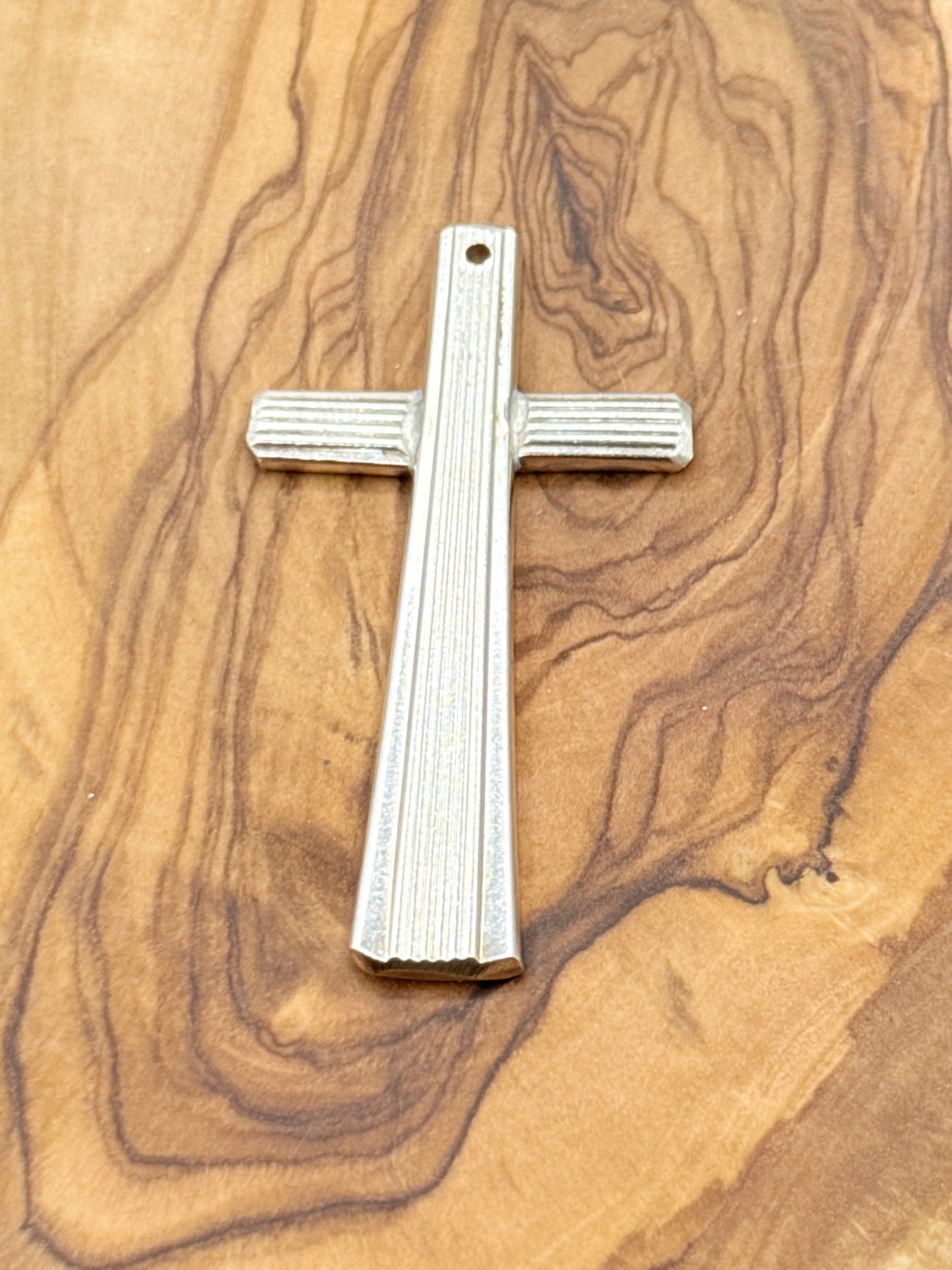 Silver Cross Pendant and Necklace Handmade from Vintage and Antique Silver Plated Spoon and Fork Ends