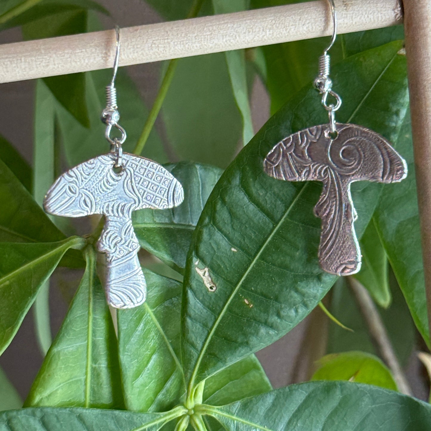 Silver Mushroom Earrings