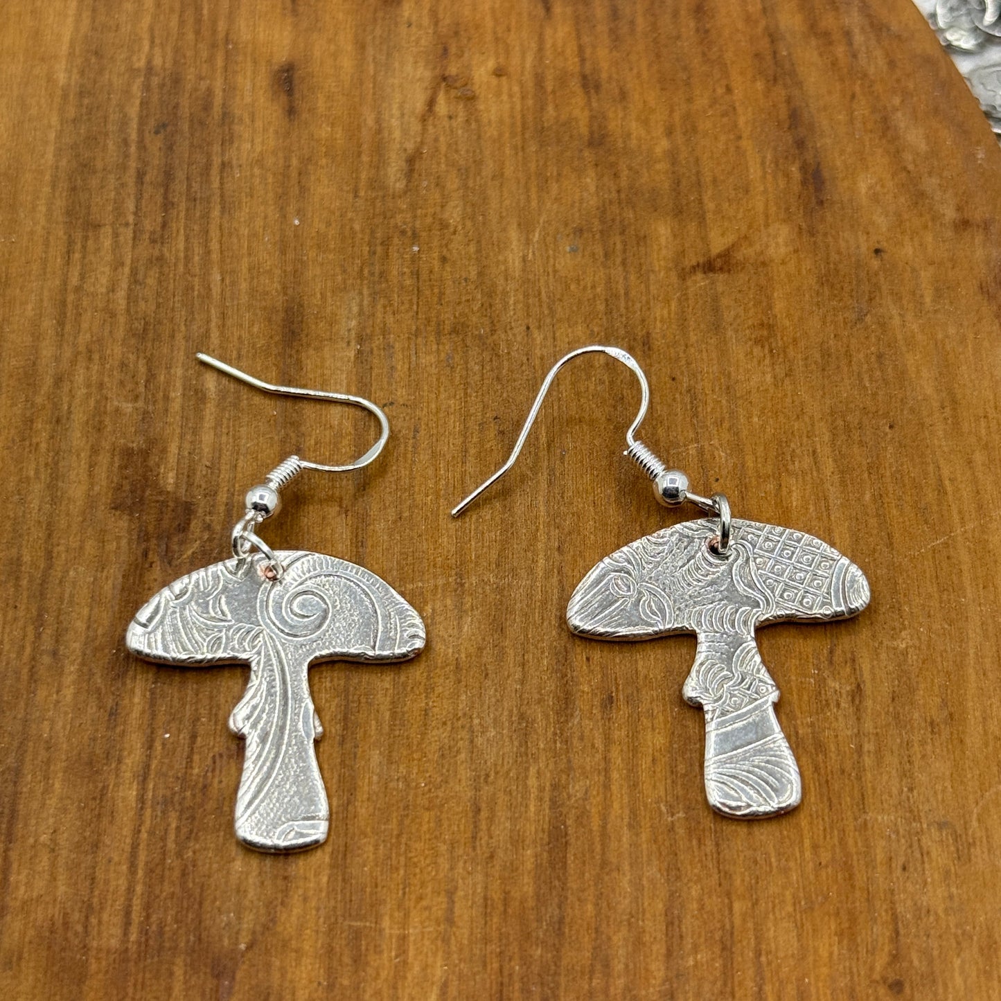 Silver Mushroom Earrings