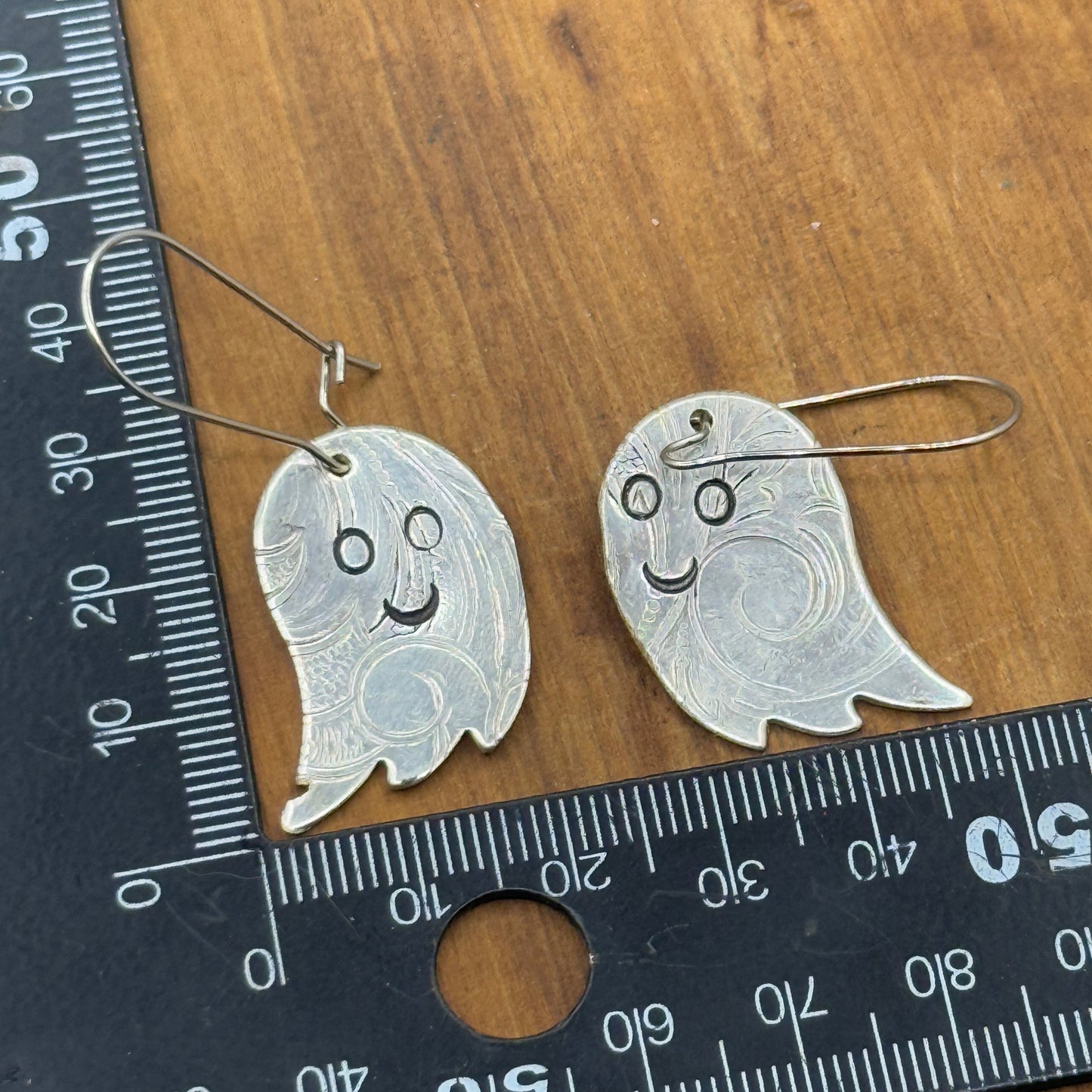Silver Happy Ghost Earrings