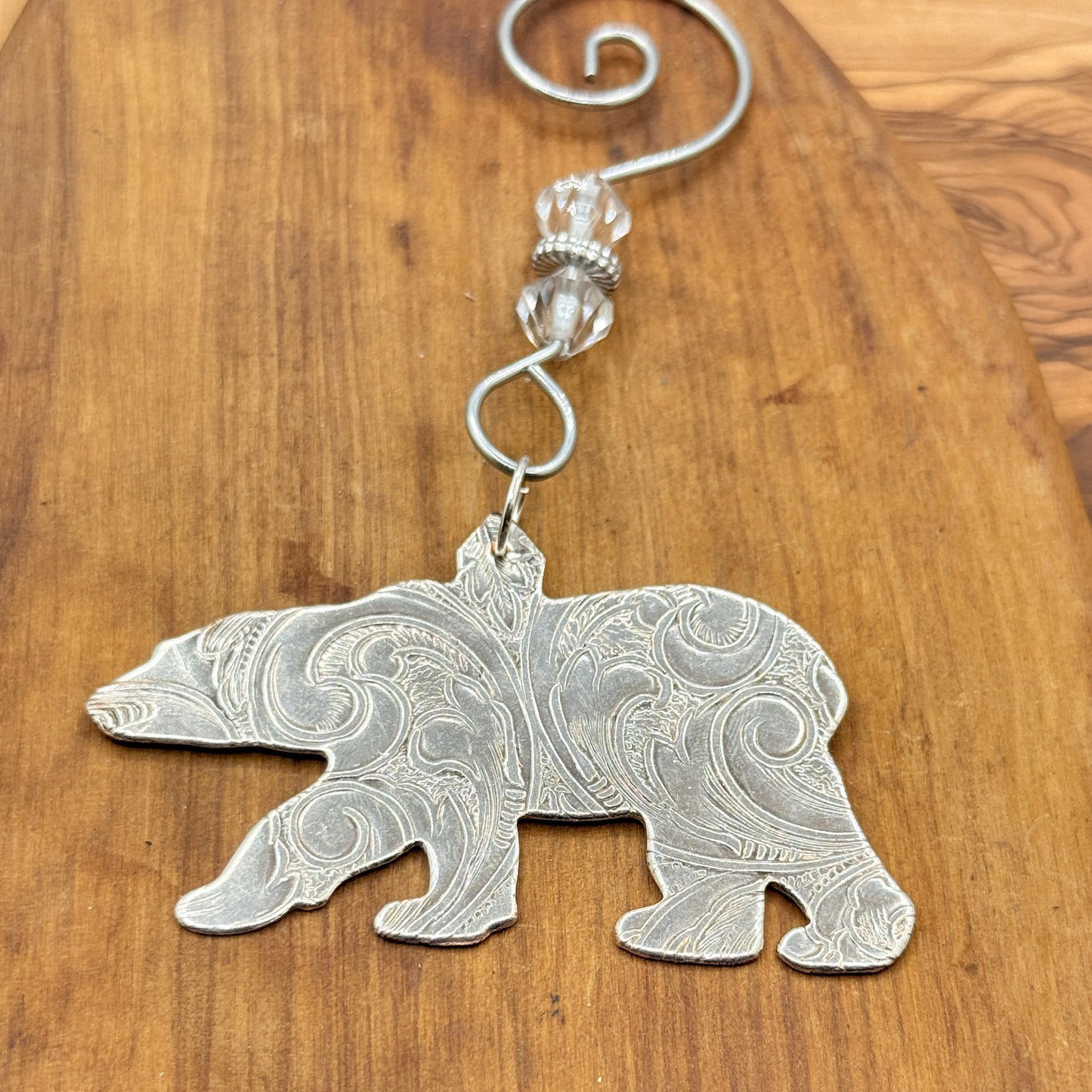 Silver Bear Holiday Christmas Ornament