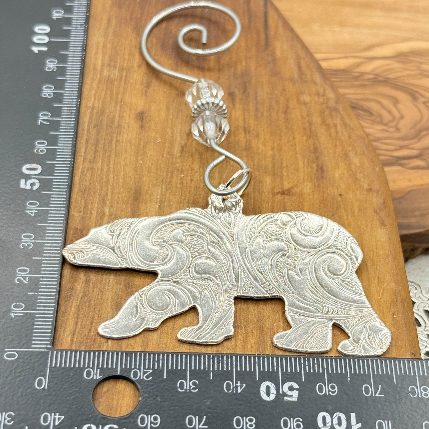Silver Bear Holiday Christmas Ornament