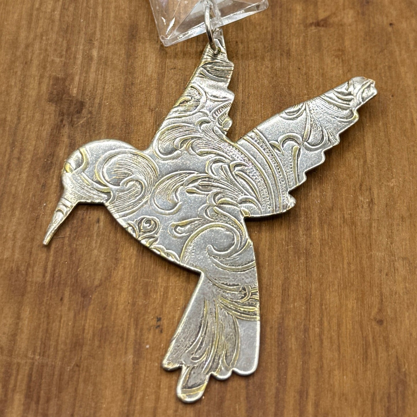 Silver Hummingbird Holiday Christmas Ornament