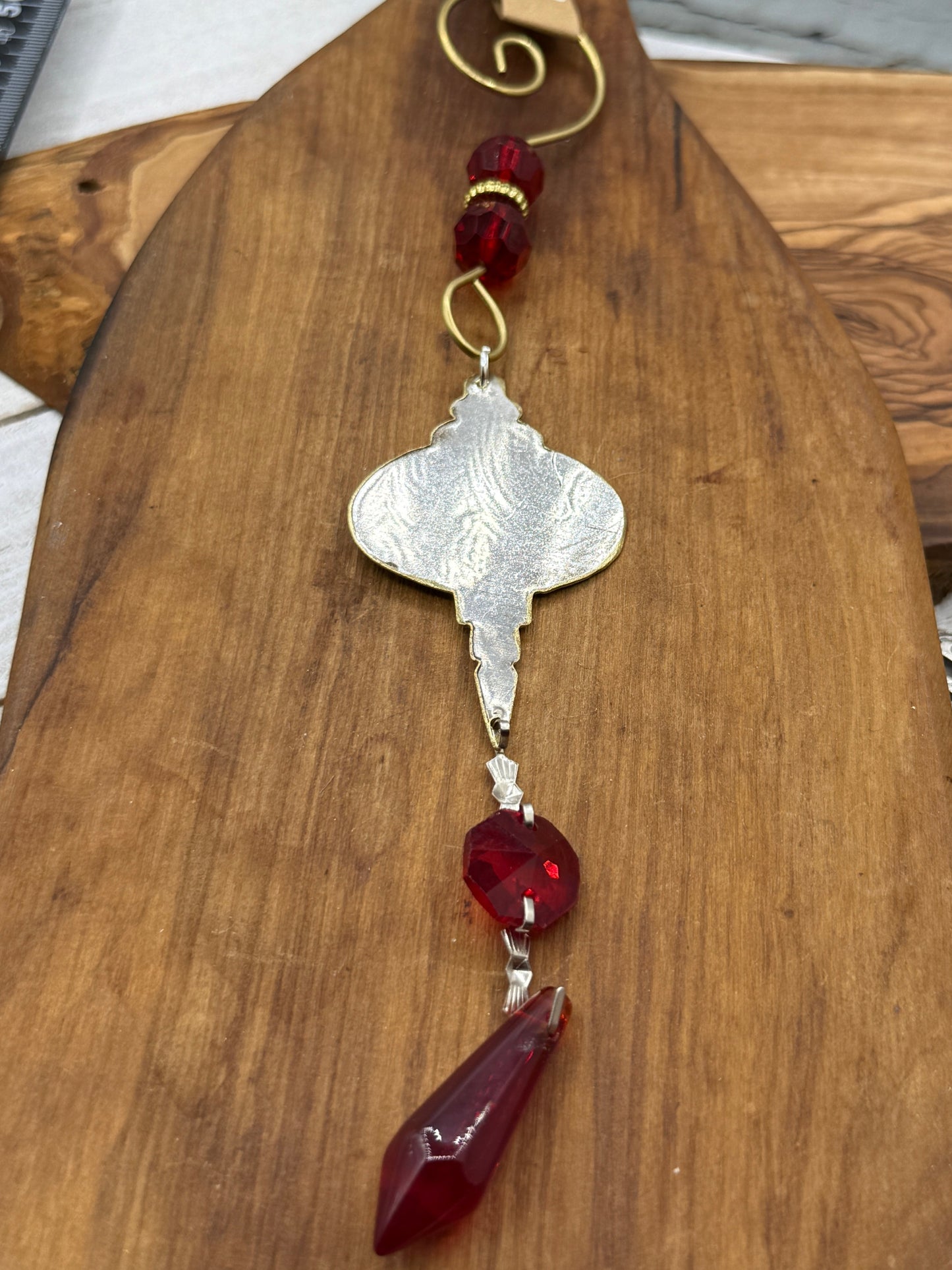 Silver Christmas Tree Ornament with crystals