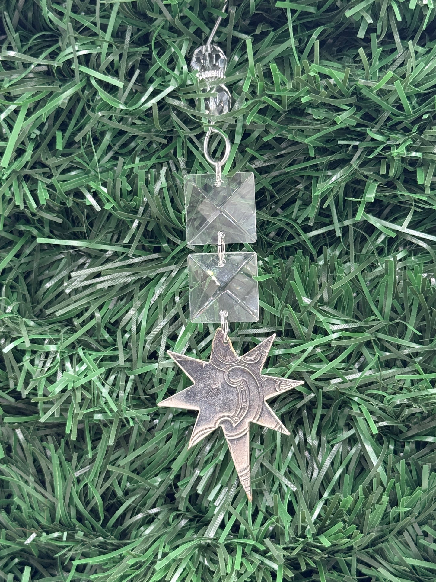 Silver Star Holiday Christmas Ornament with crystals