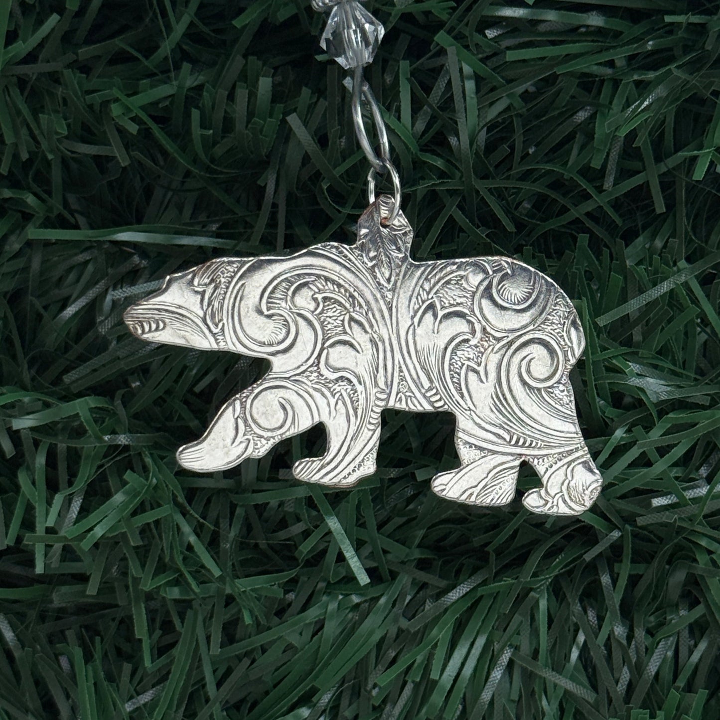Silver Bear Holiday Christmas Ornament