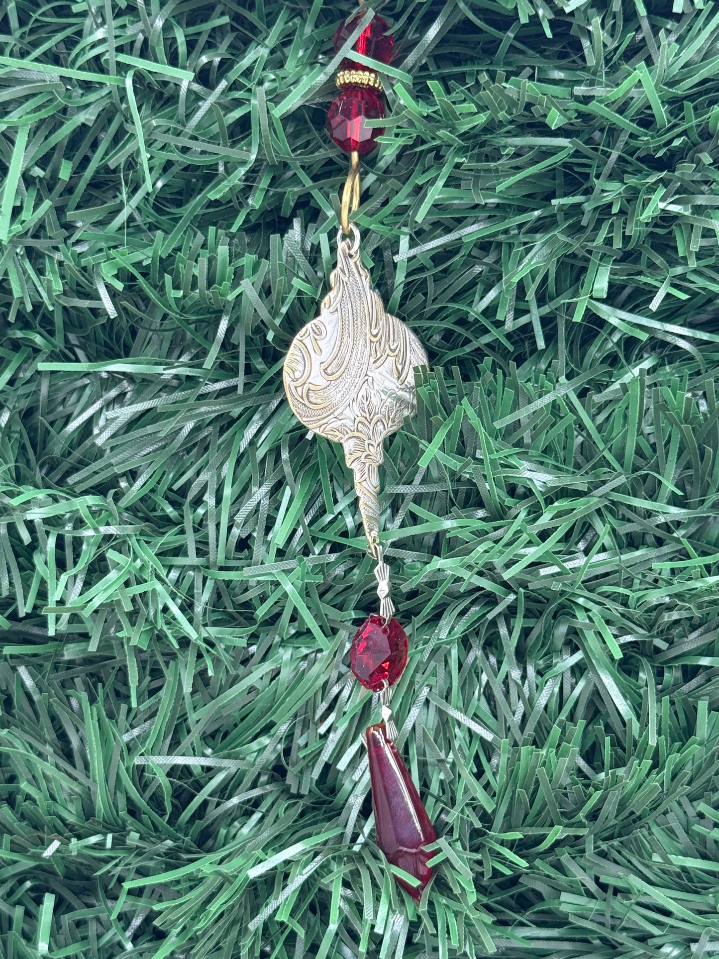 Silver Christmas Tree Ornament with crystals