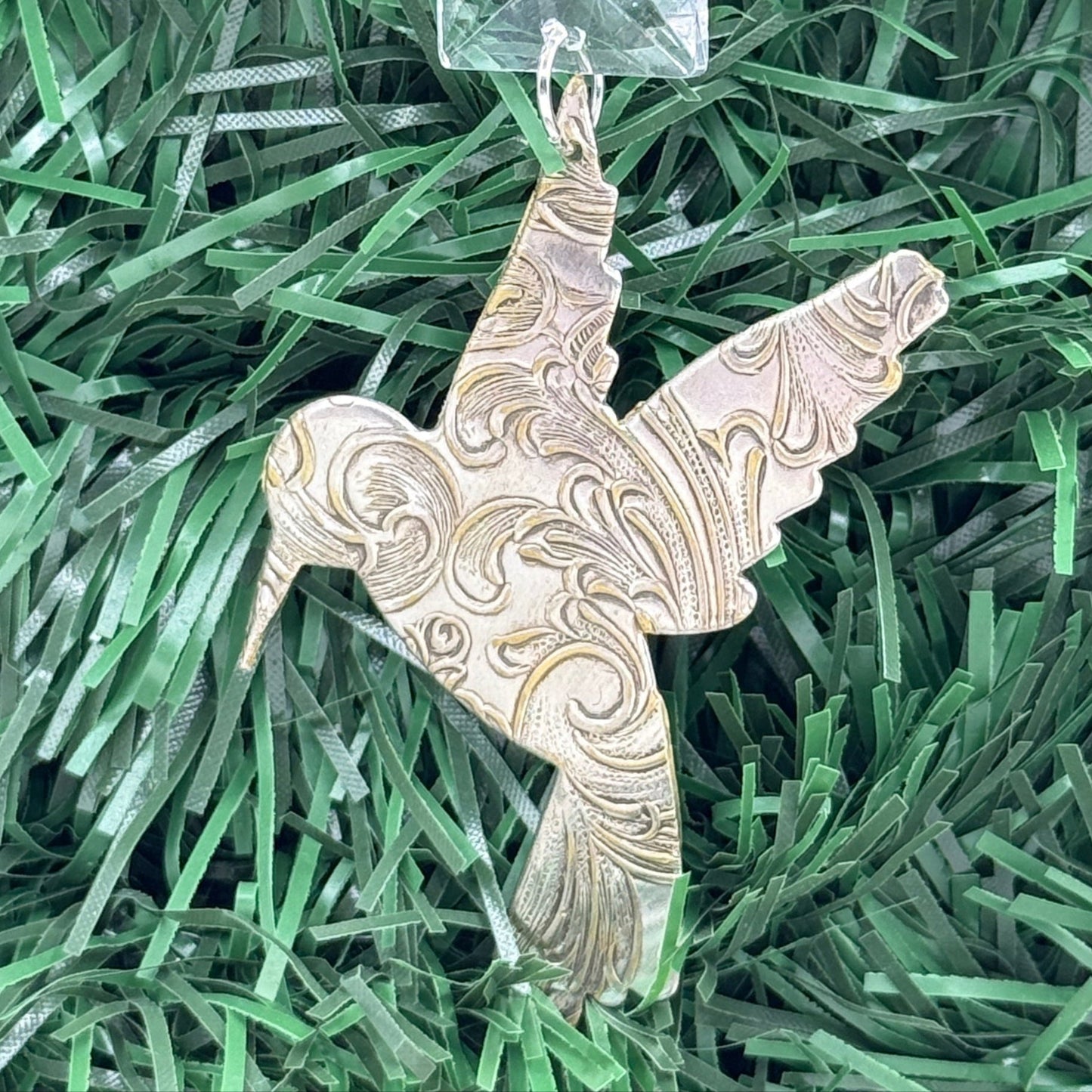 Silver Hummingbird Holiday Christmas Ornament