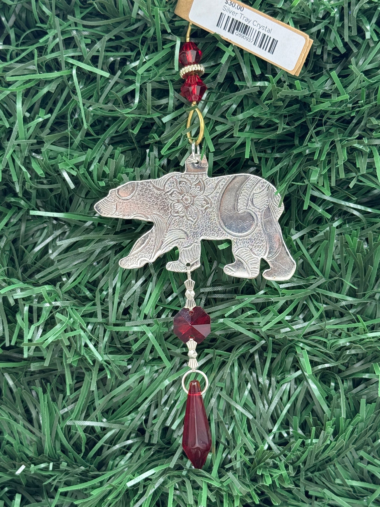 Silver Bear Christmas Tree Ornament