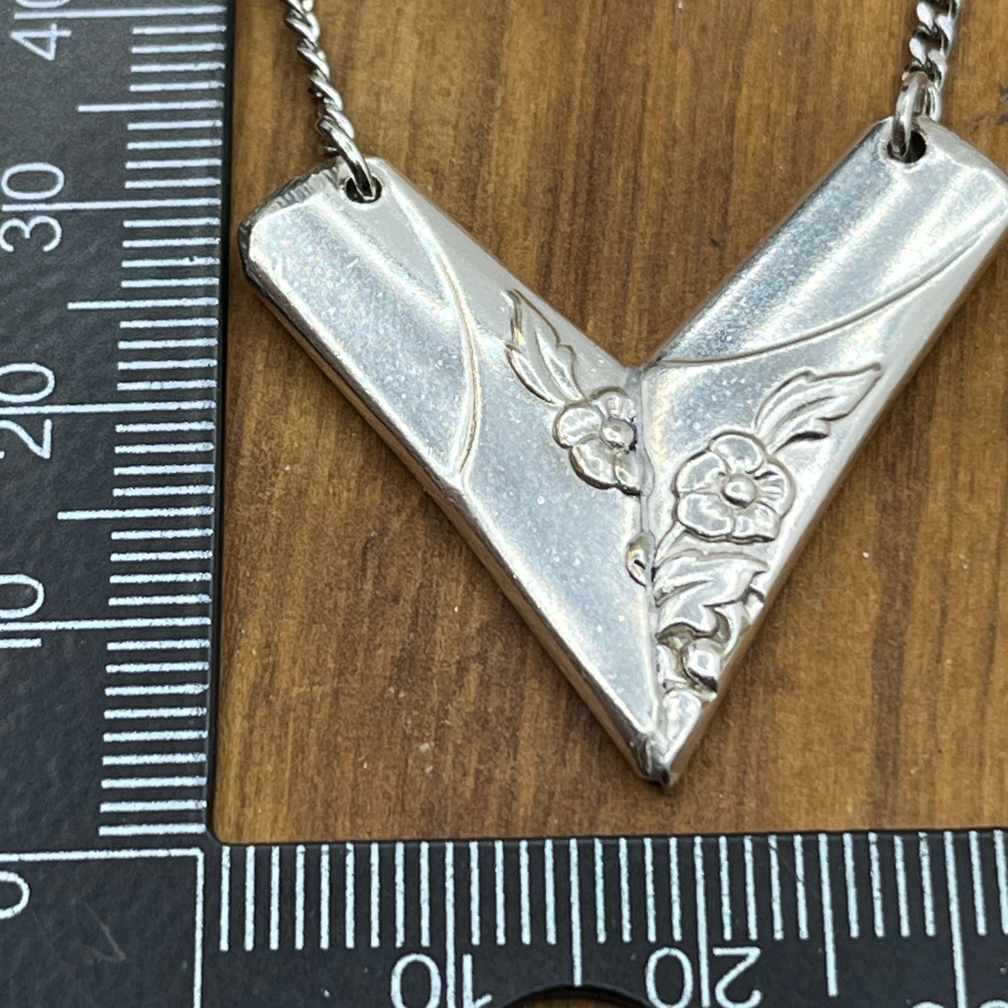 Silver Heart Pendant and Necklace Handmade from Vintage and Antique Silver Plated Spoon and Fork Ends