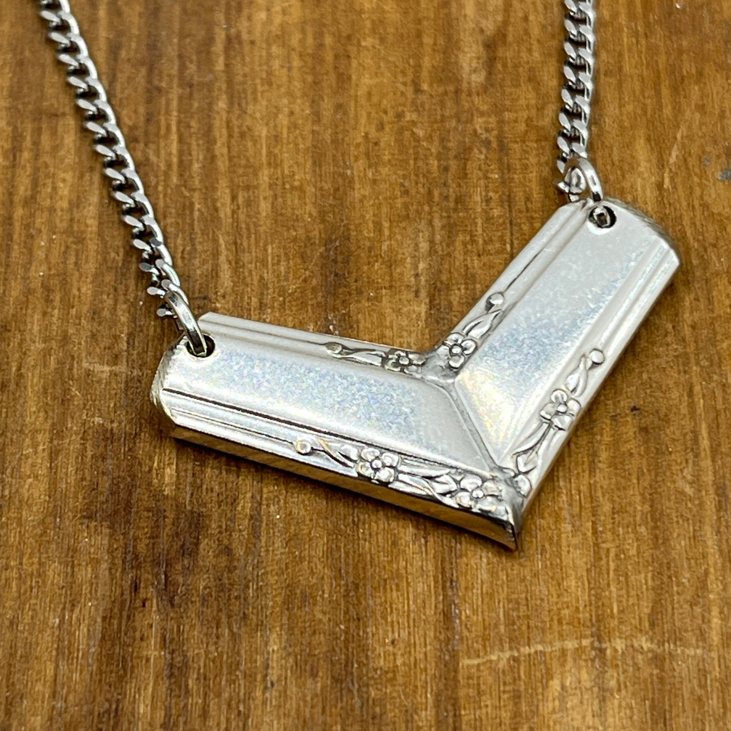 Silver Heart Pendant and Necklace Handmade from Vintage and Antique Silver Plated Spoon and Fork Ends