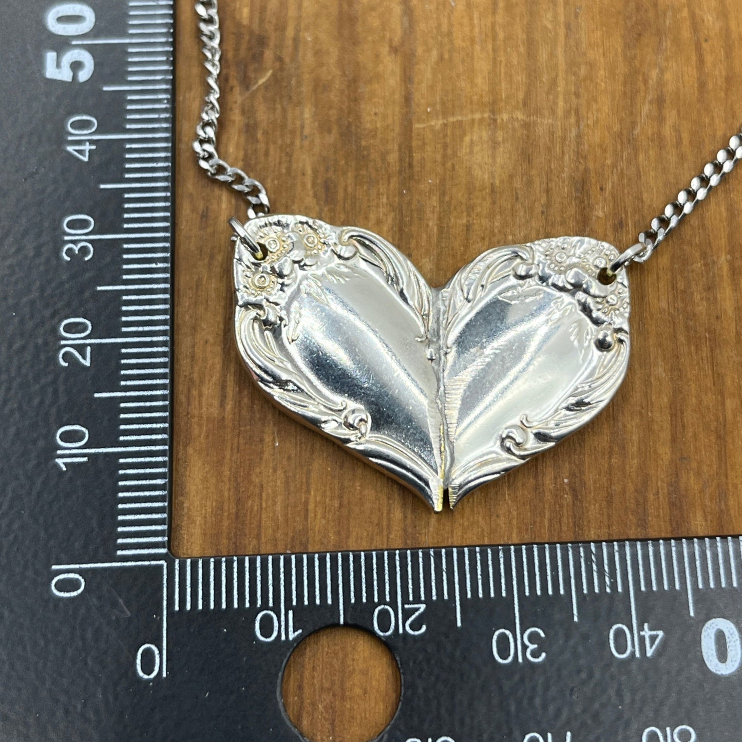 Silver Heart Pendant and Necklace Handmade from Vintage and Antique Silver Plated Spoon and Fork Ends