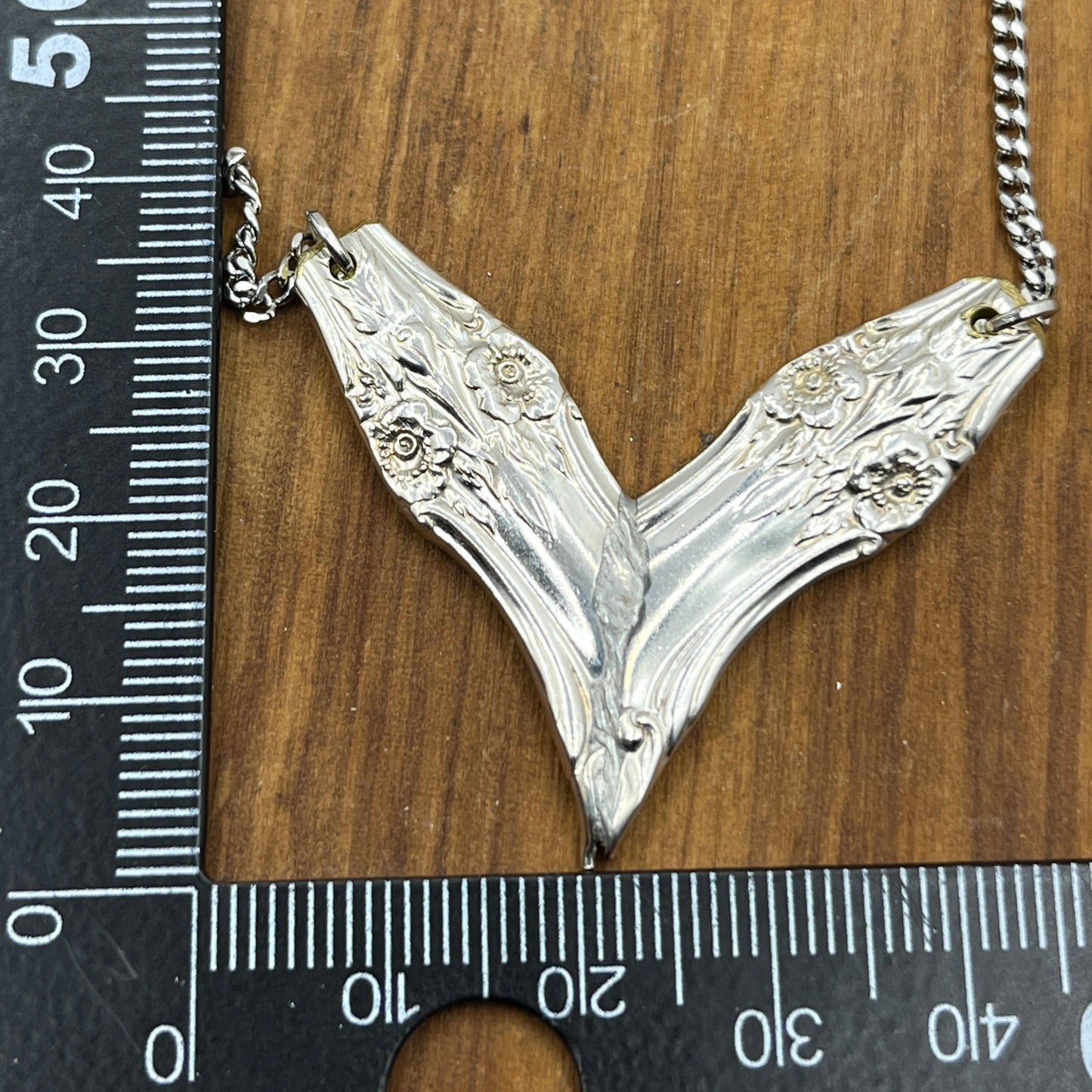 Silver Heart Pendant Necklace Handmade from Vintage and Antique Silver Plated Spoon and Fork Ends