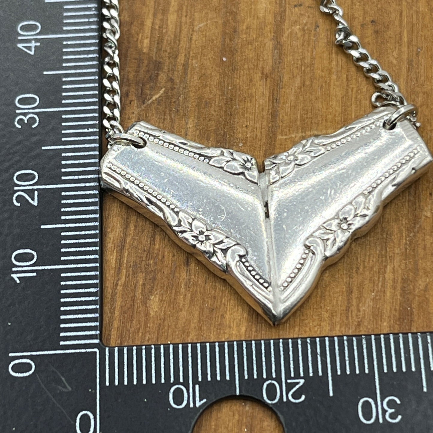 Silver Heart Pendant and Necklace Handmade from Vintage and Antique Silver Plated Spoon and Fork Ends