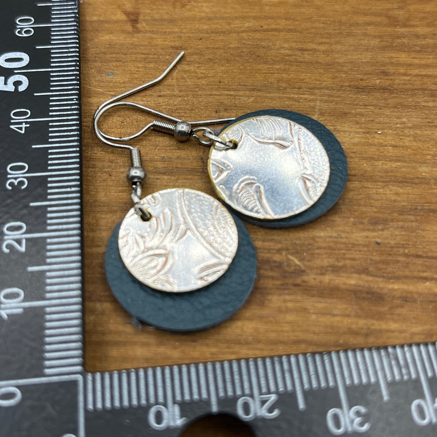 Leather Silver Tray Dangle, Drop Earrings