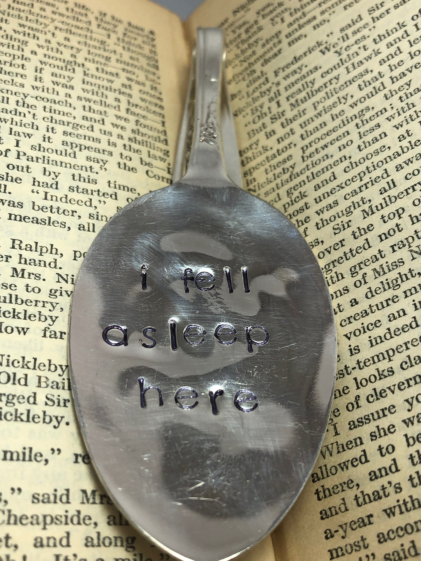 Spoon Bookmark with "I Fell Asleep Here" Quote