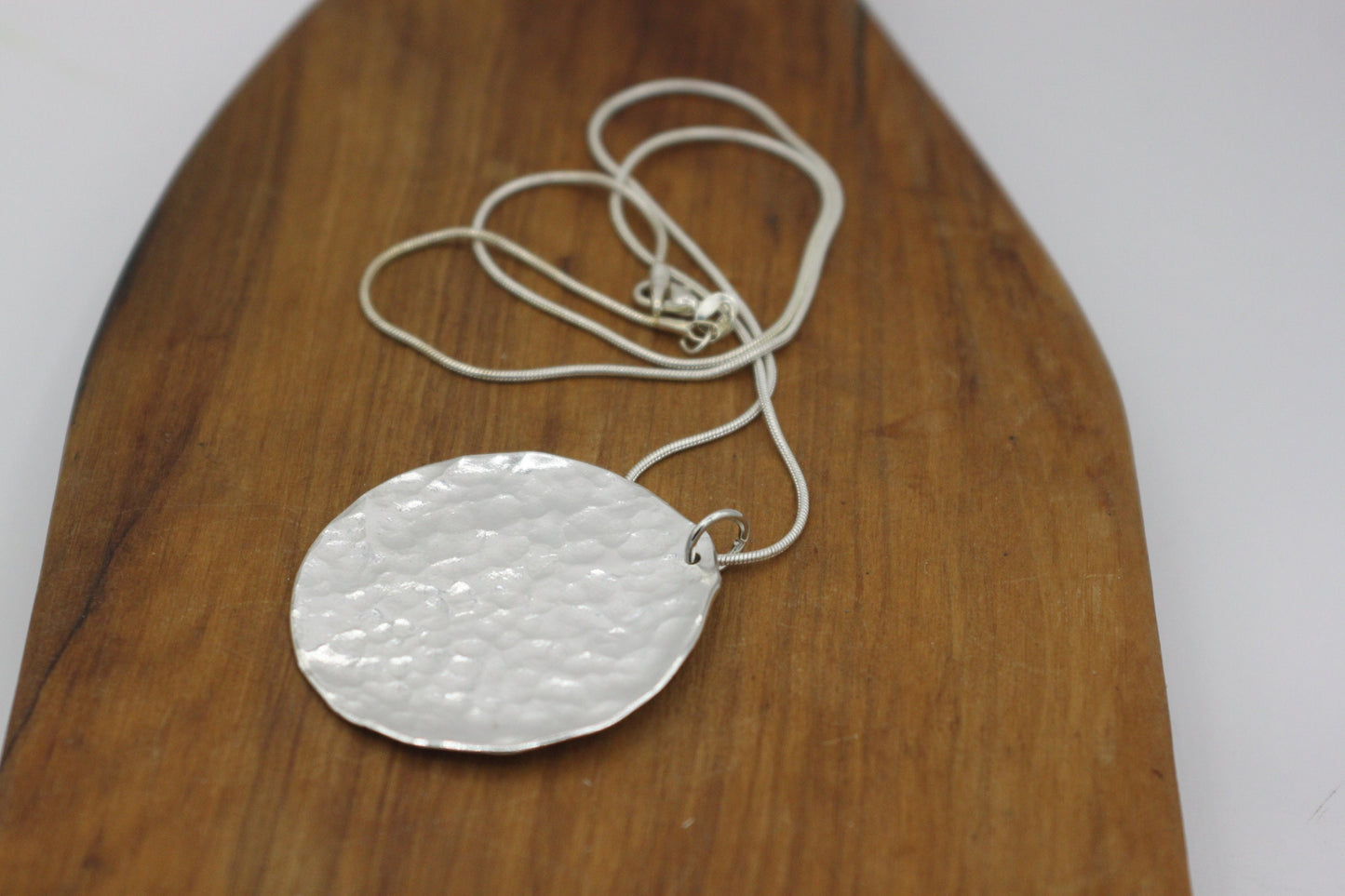 Silver Round Textured Spoon Pendant