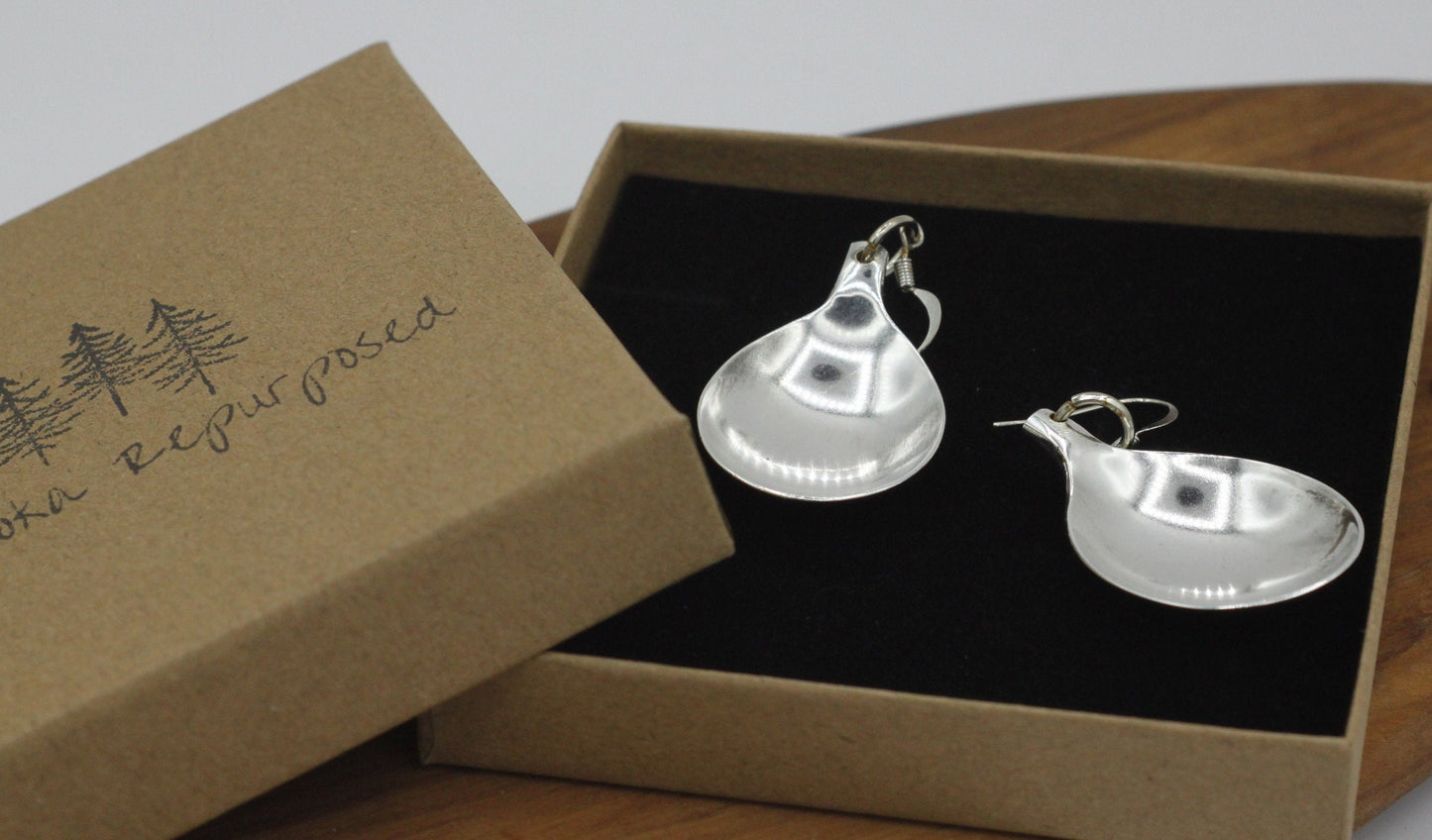 Silver Drop Earrings made from Repurposed Antique Silverware Travel Spoons, Dangle Earrings, Unique Gift for Her, Gift for Friend