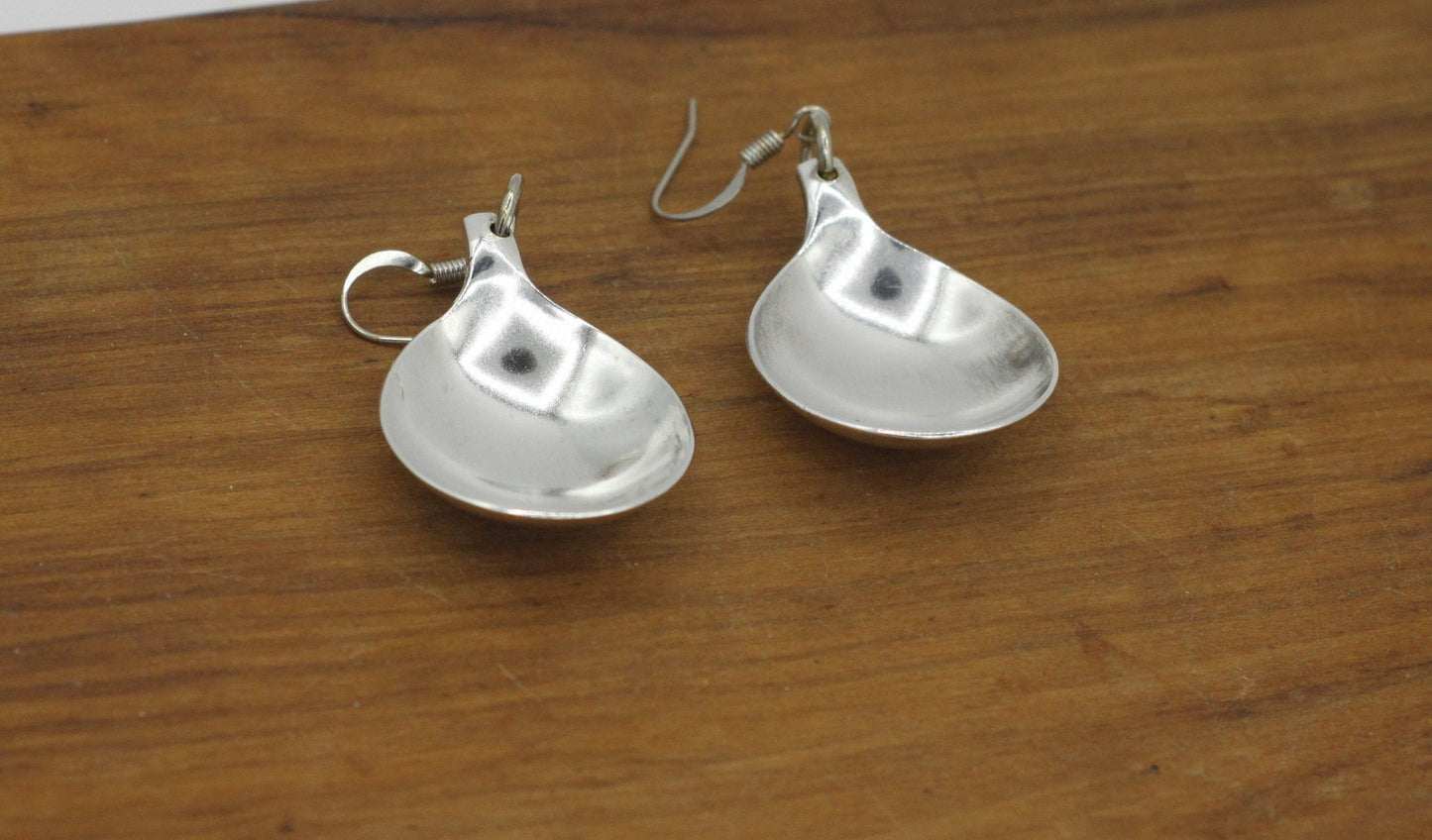 Silver Drop Earrings made from Repurposed Antique Silverware Travel Spoons, Dangle Earrings, Unique Gift for Her, Gift for Friend