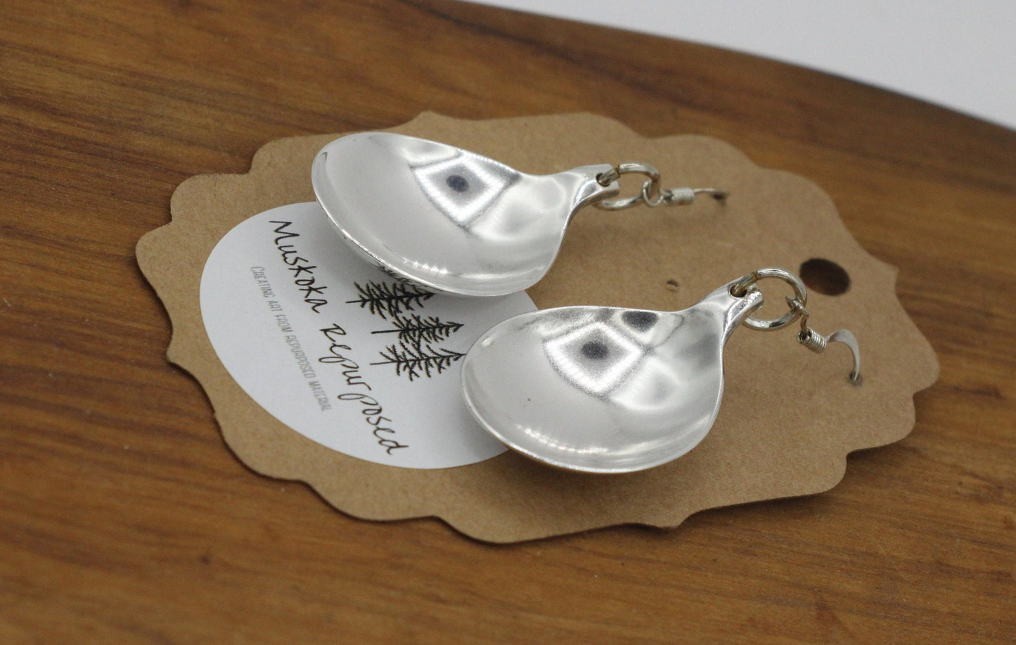 Silver Drop Earrings made from Repurposed Antique Silverware Travel Spoons, Dangle Earrings, Unique Gift for Her, Gift for Friend