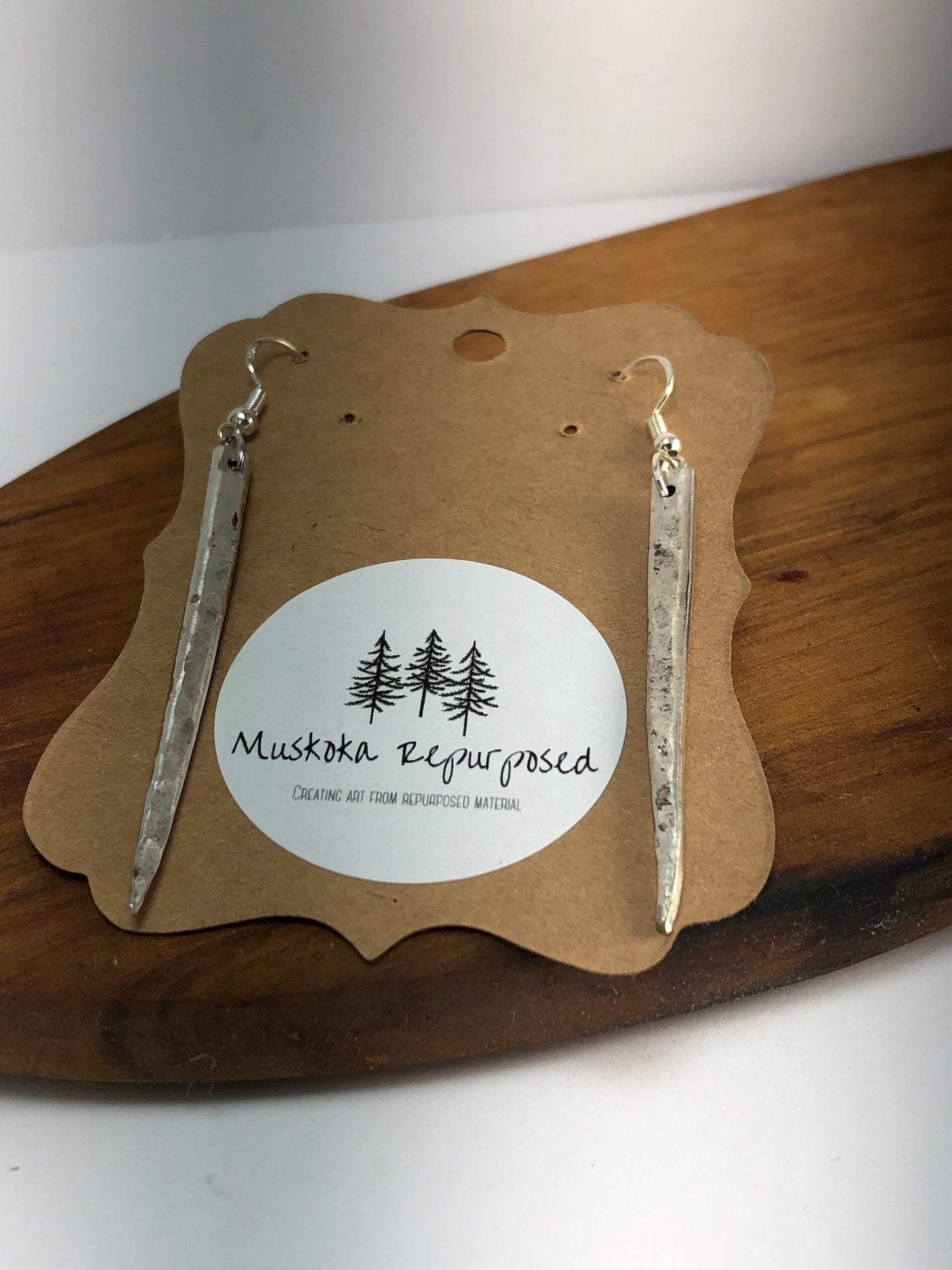 Silver Drop Fork Tine Earrings