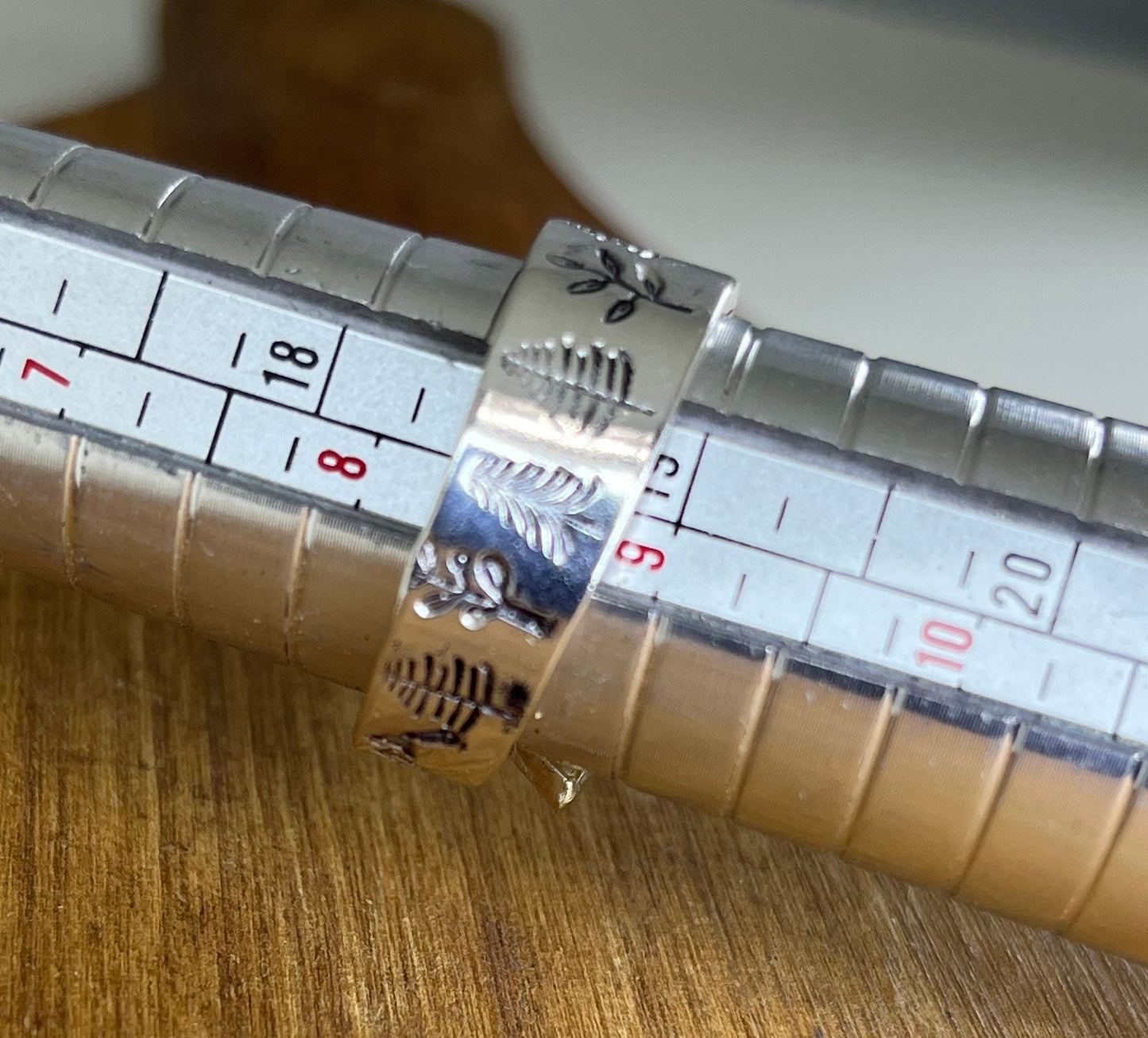 Silver Fork Tine Wrap Ring made from Vintage Silver plated fork tine with trees and mountains hand stamped around, Silverware Jewelry, Spoon ring,