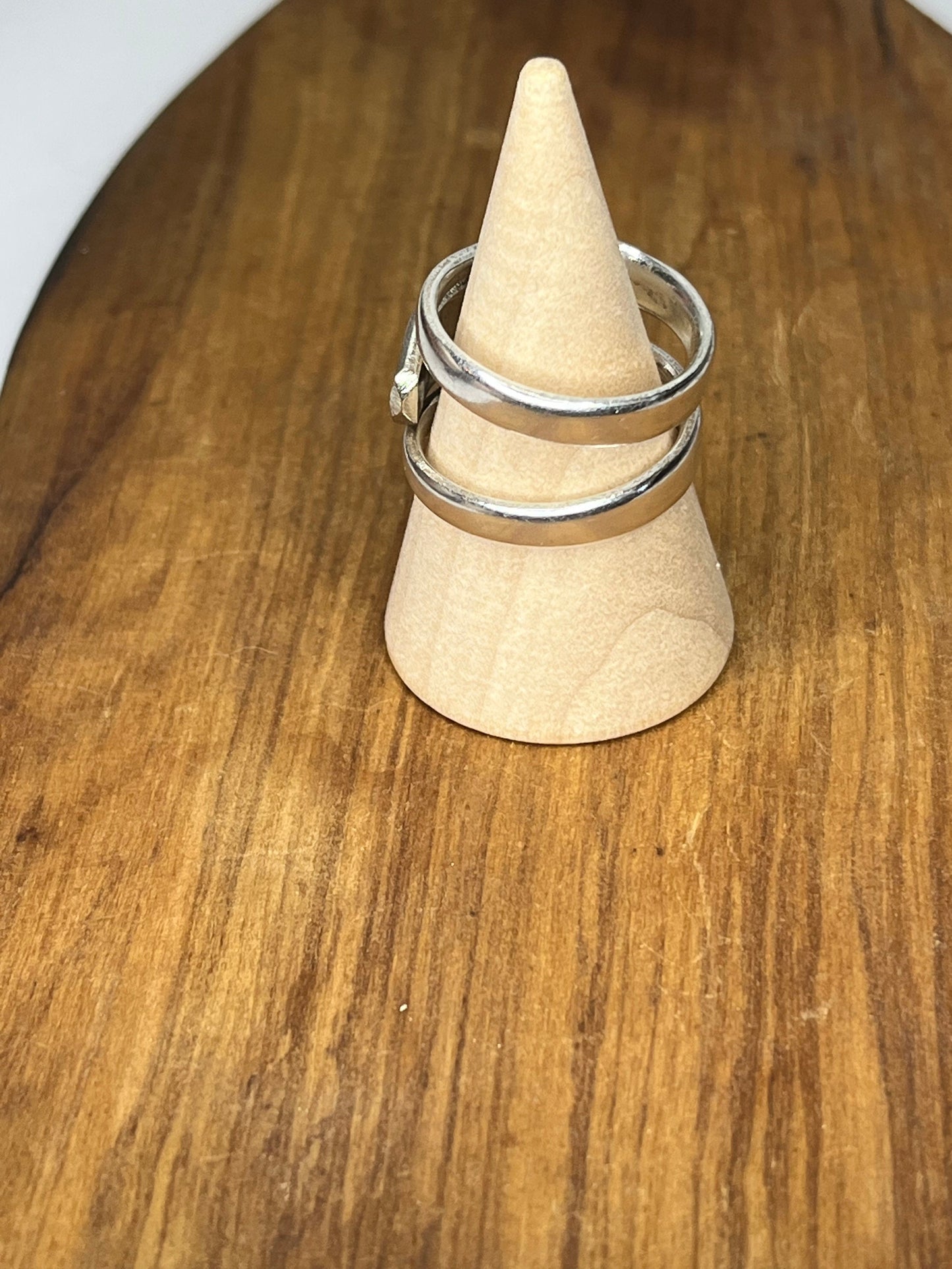 Silver Wrap Fork Ring made from Vintage Silver plated fork tine with a Bear