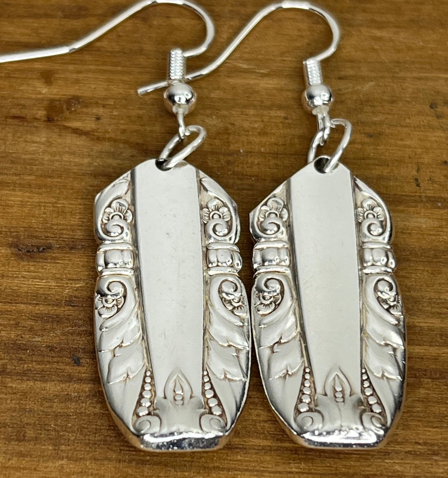 Silver Drop Earrings made from Vintage Spoon Handles, Silverware Jewelry, Unique Gift for her