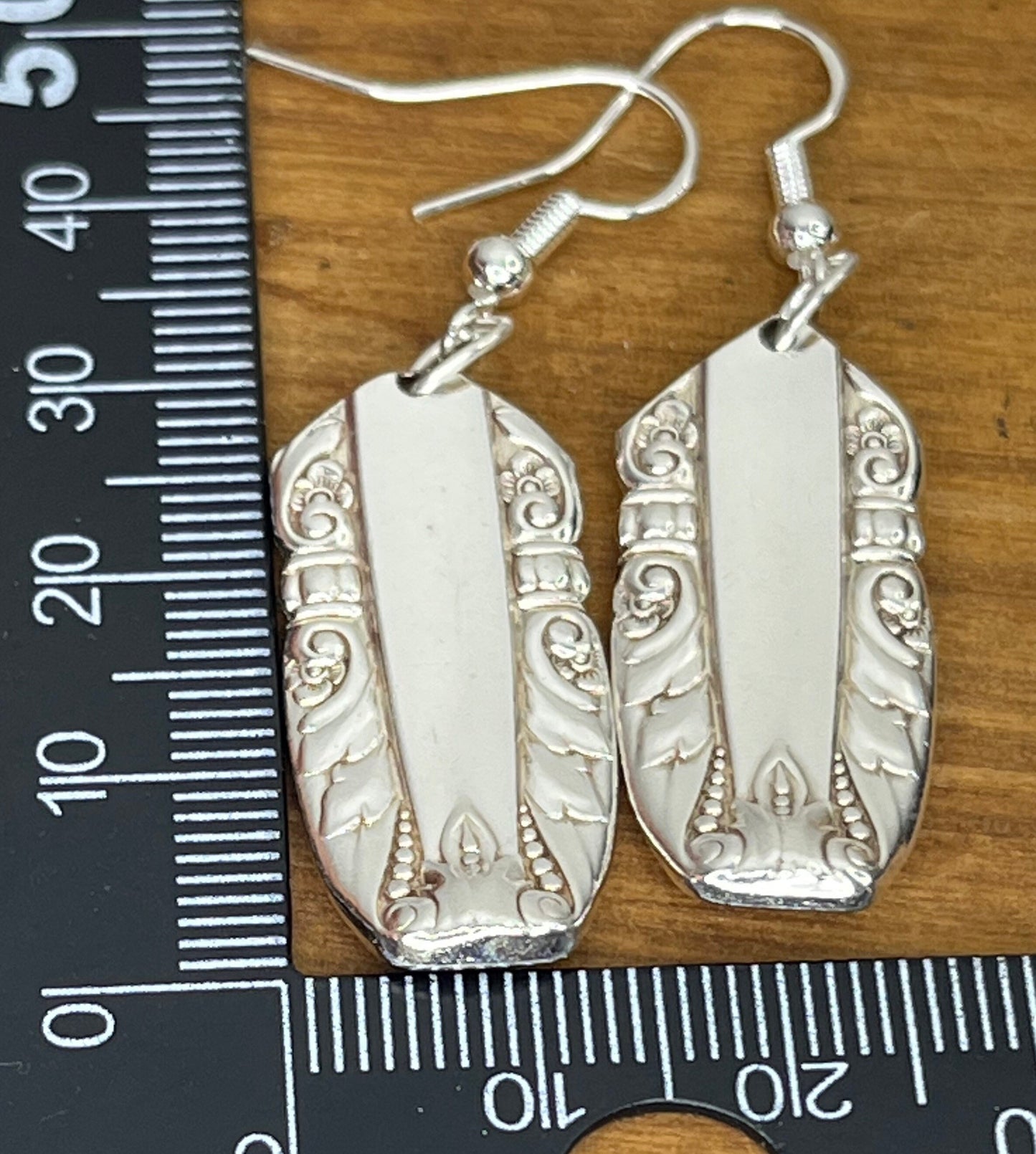 Silver Drop Earrings made from Vintage Spoon Handles, Silverware Jewelry, Unique Gift for her