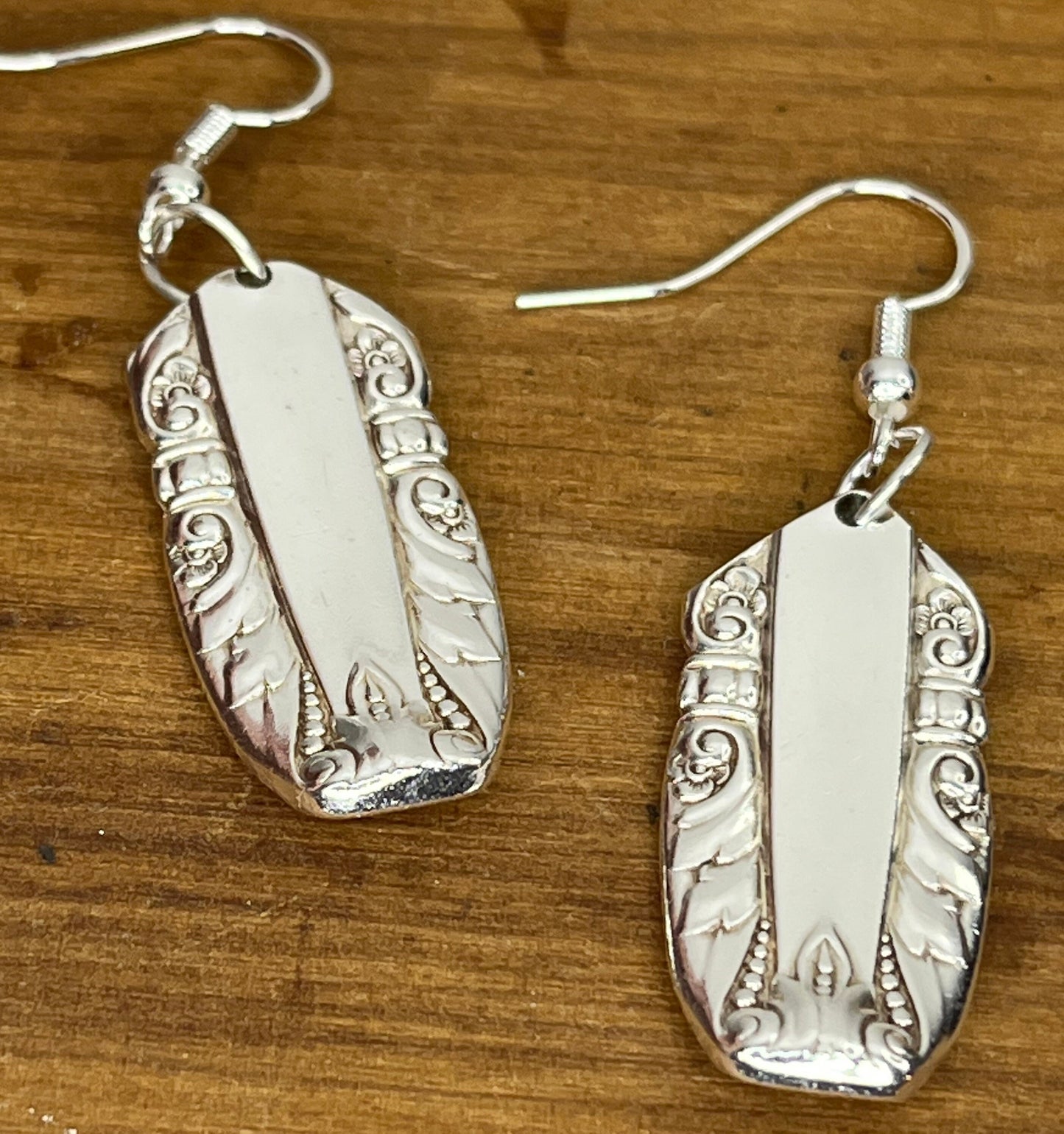 Silver Drop Earrings made from Vintage Spoon Handles, Silverware Jewelry, Unique Gift for her