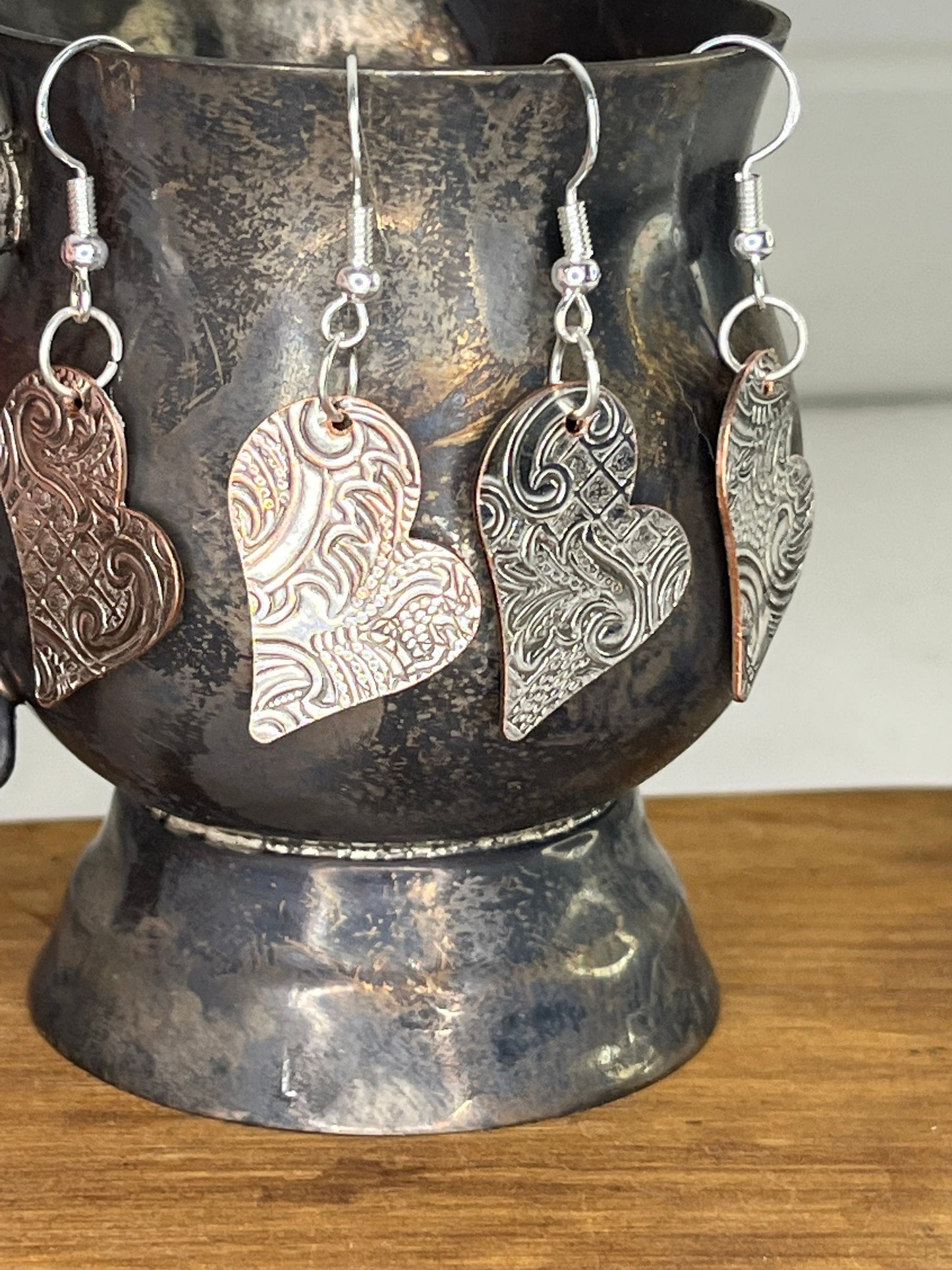 Silver Earrings made from vintage silver plated trays, Silverware Jewelry, Unique Gift for her, Silver Drop Earrings