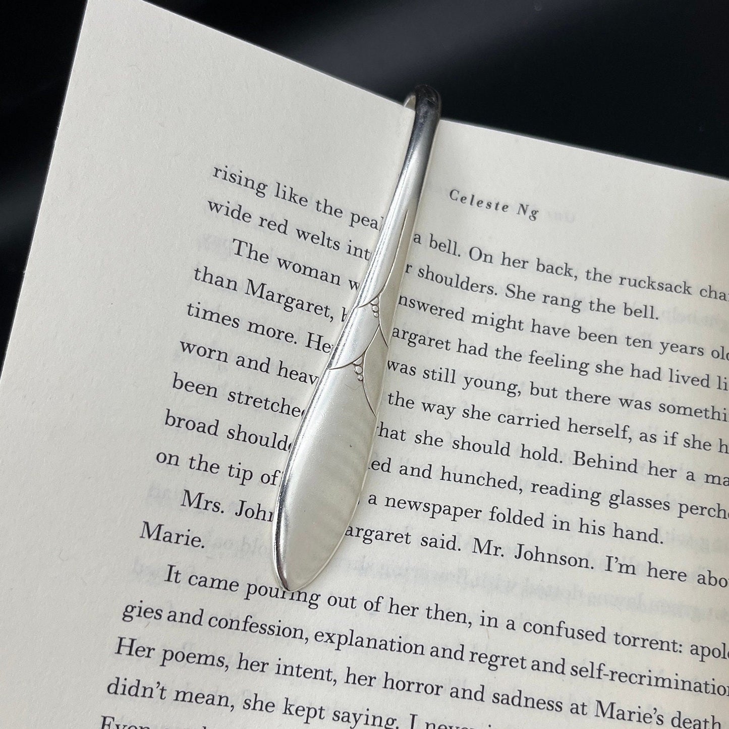 Custom Bookmark Made from Vintage/Antique Silverware Spoon with “Booked for the Night” hand stamped. Perfect Gift for Book Lover
