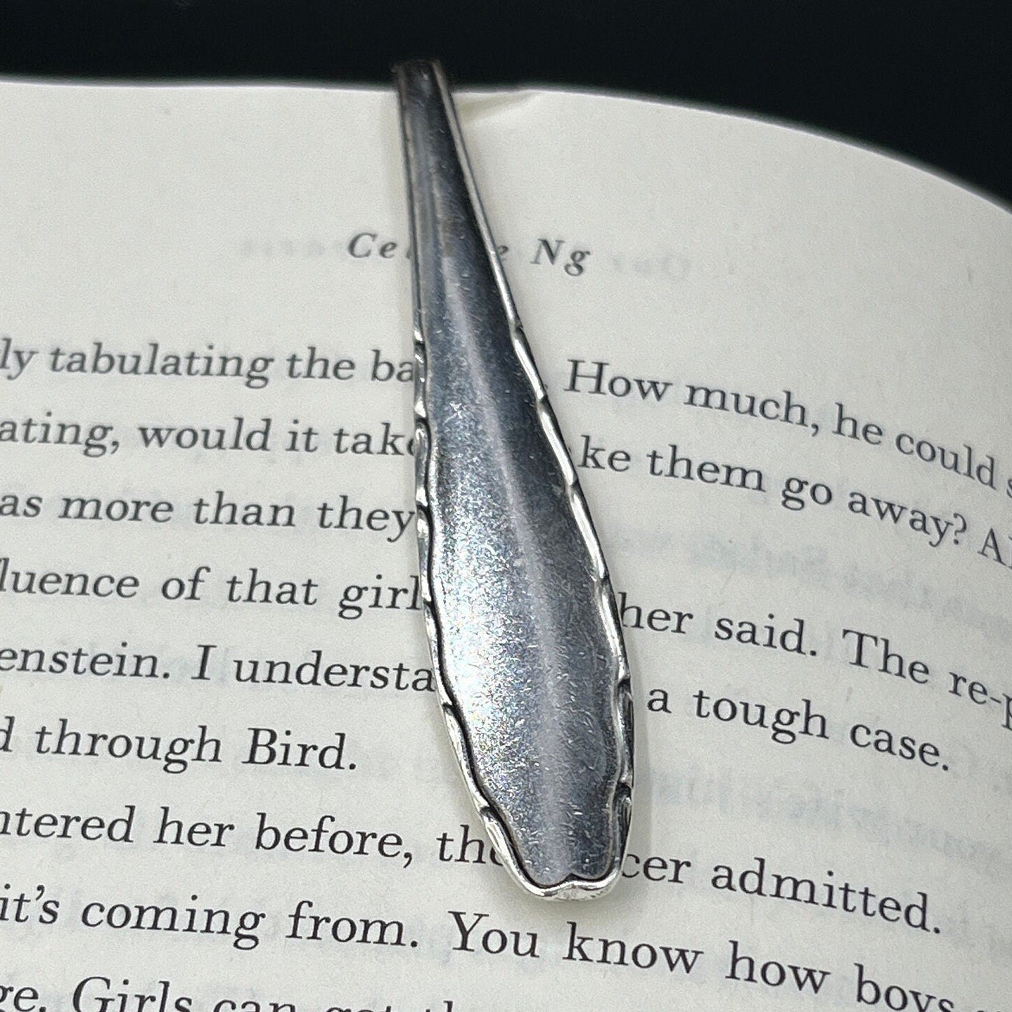 Personalized bookmark with the quote ‘I fell asleep here’ stamped. Unique metal bookmark. Book lover gift