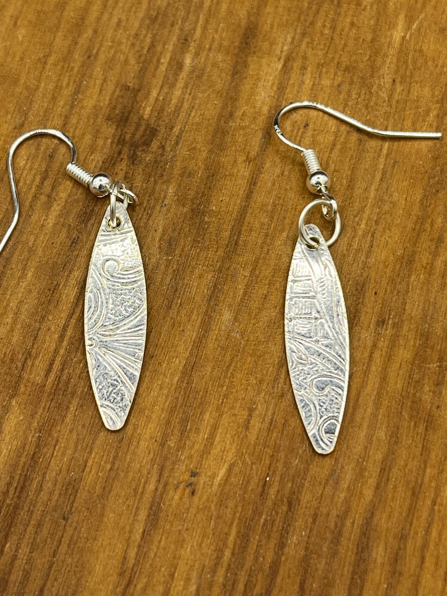 Silver drop earrings upcycled from vintage silver plated trays, Silverware Jewelry, Unique Gift for her, Silver Drop Earrings